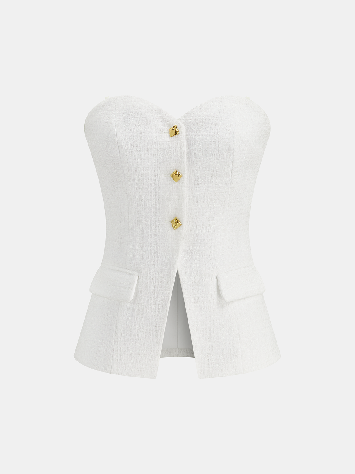 Ensemble haut bustier et mini-jupe en tweed