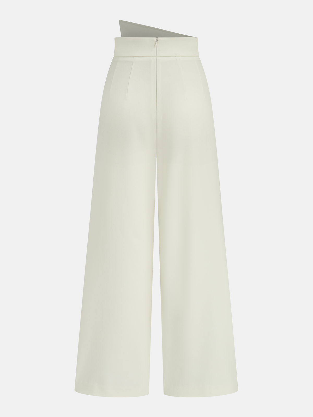 Pantalon large taille mi-haute à boutons asymétriques