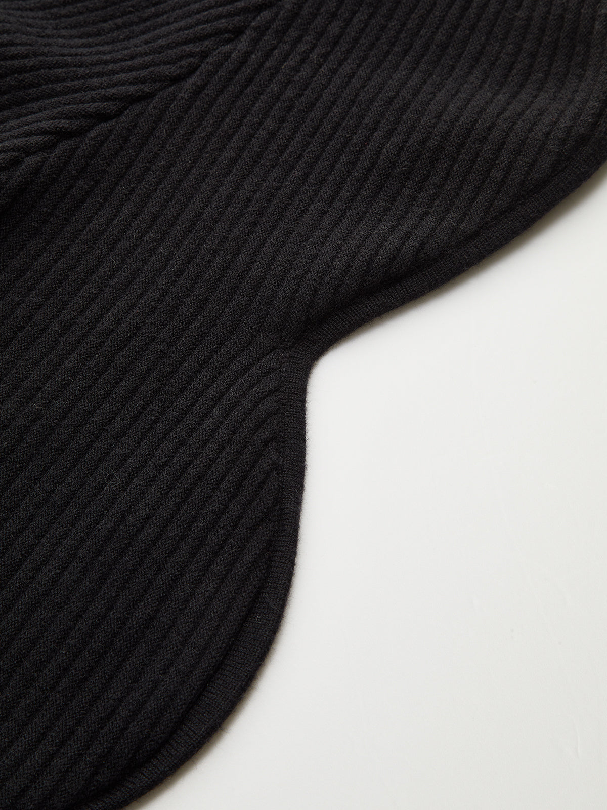 Scalloped Sleeve Denim Paneled Ribbed Cardigan