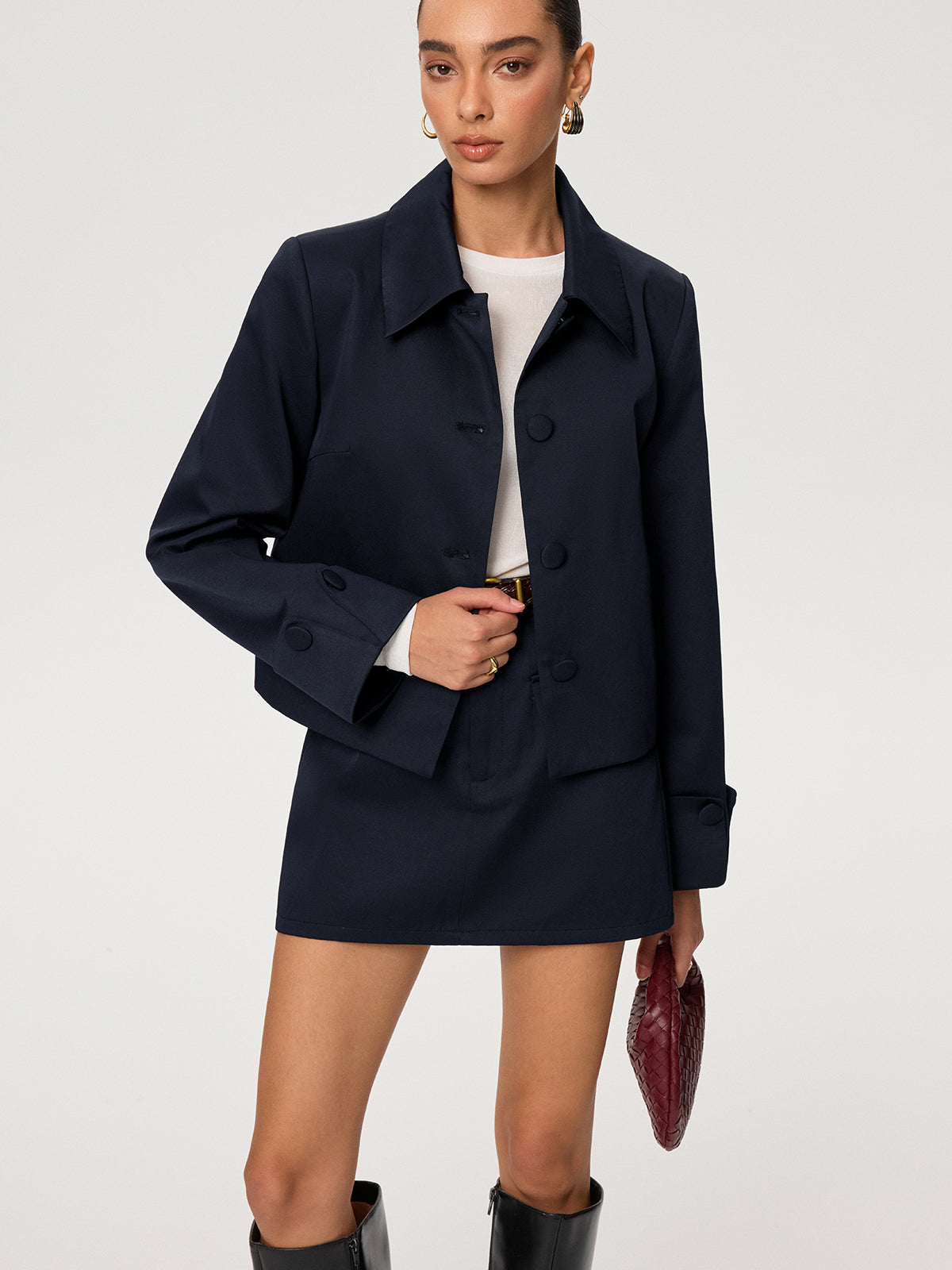 Jacke aus Baumwollmischung mit Kragen