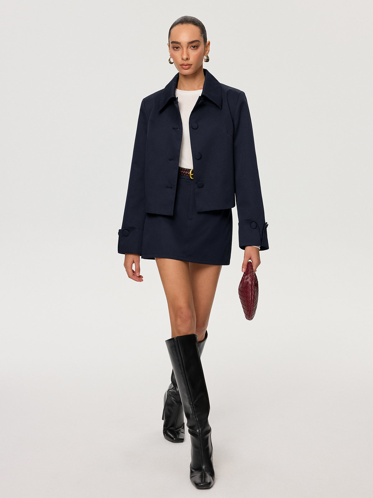 Collared Cotton Blend Jacket