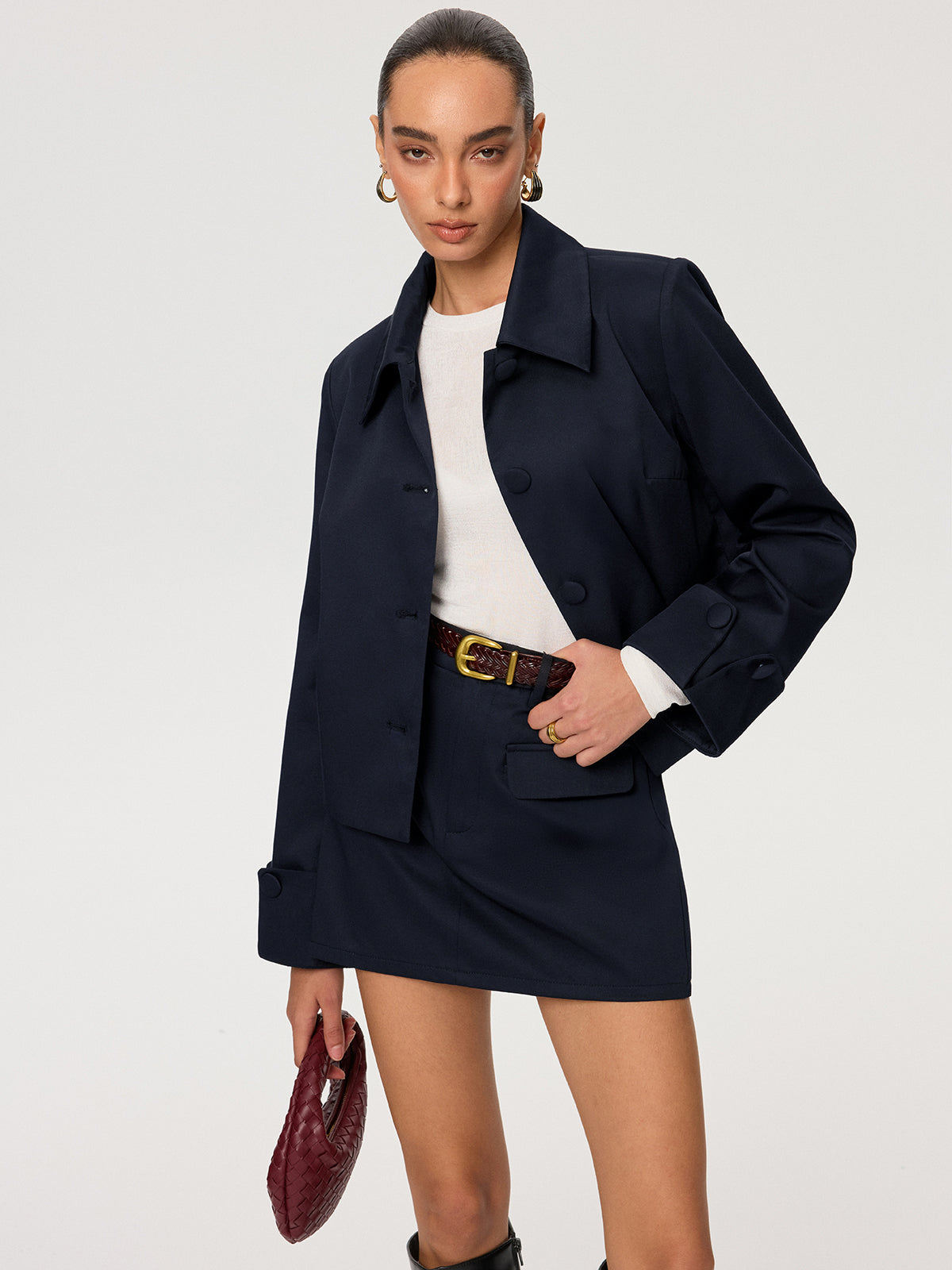 Jacke aus Baumwollmischung mit Kragen