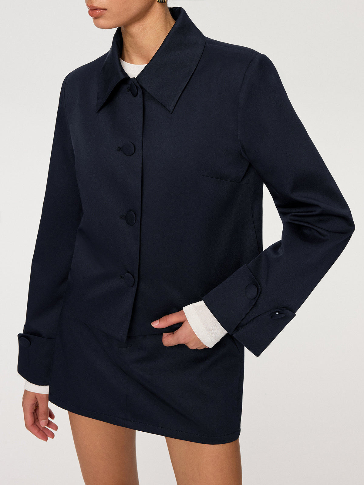 Jacke aus Baumwollmischung mit Kragen