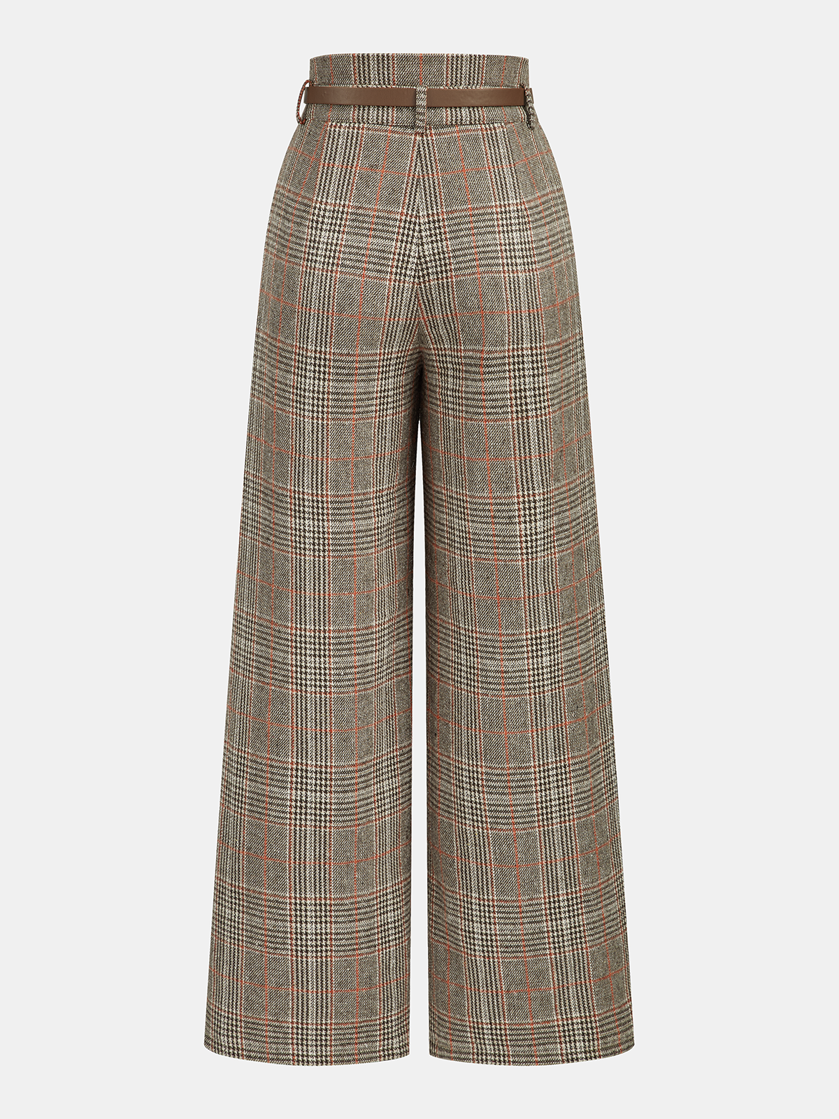 Pantalon écossais taille haute ceinturé