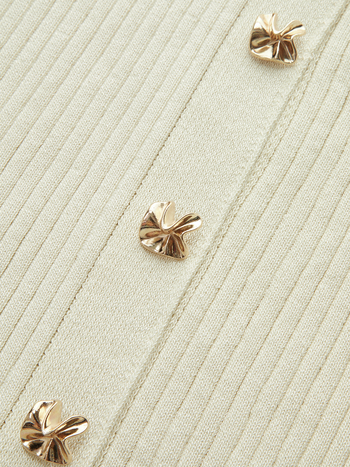 Metal Button Ribbed Knit Shirt Dress