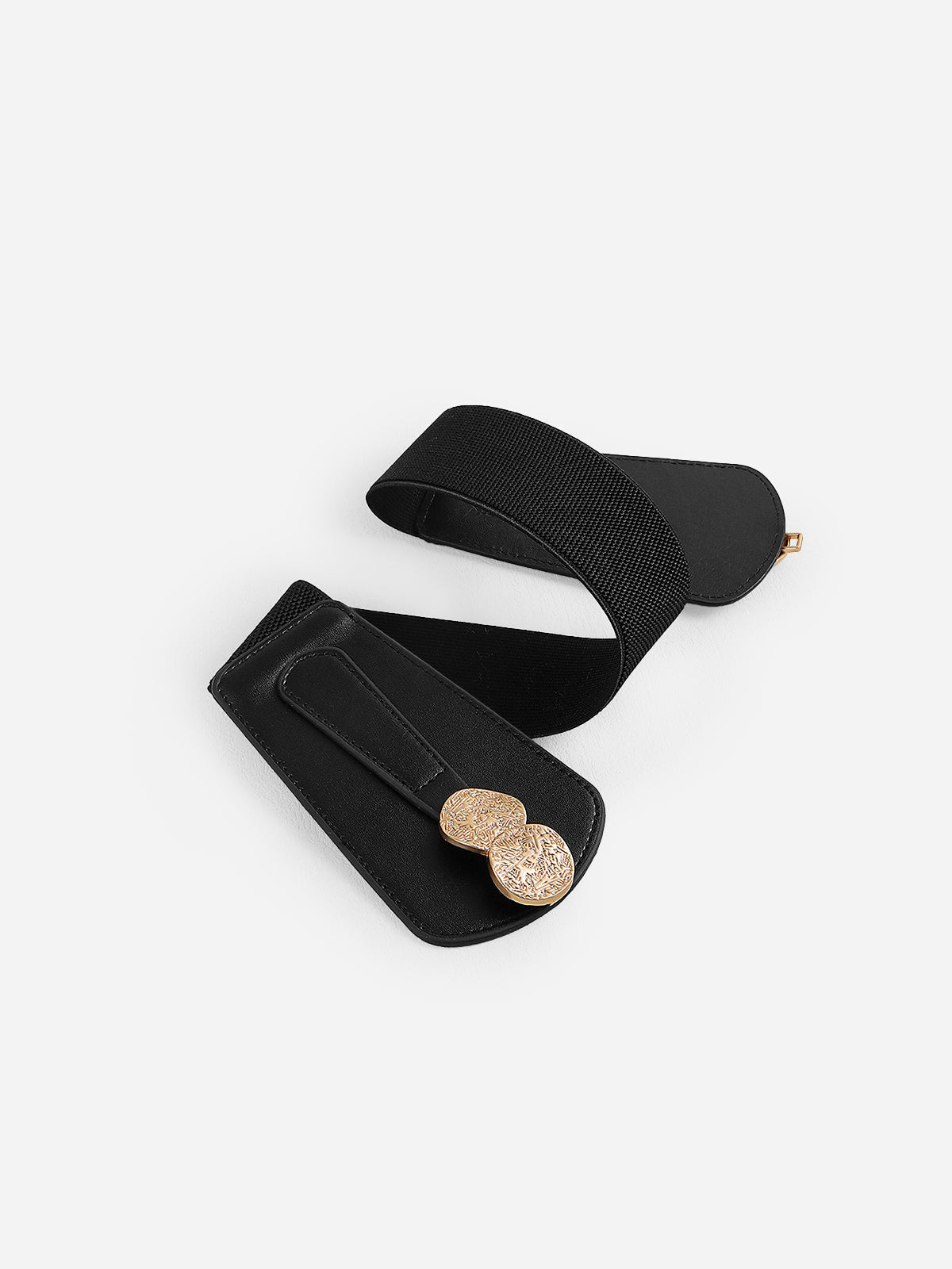 Gold Medallion Accent Elastic Wide Waist Belt