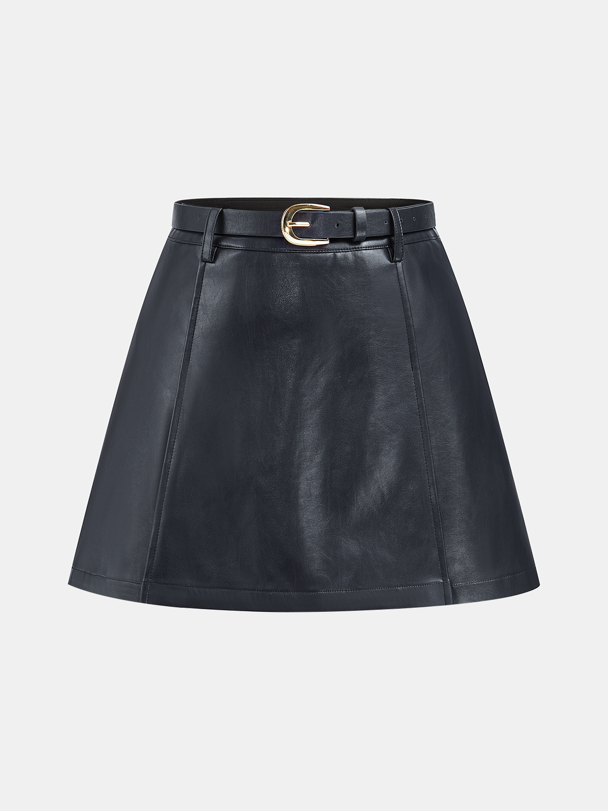 Mini-jupe en similicuir avec ceinture