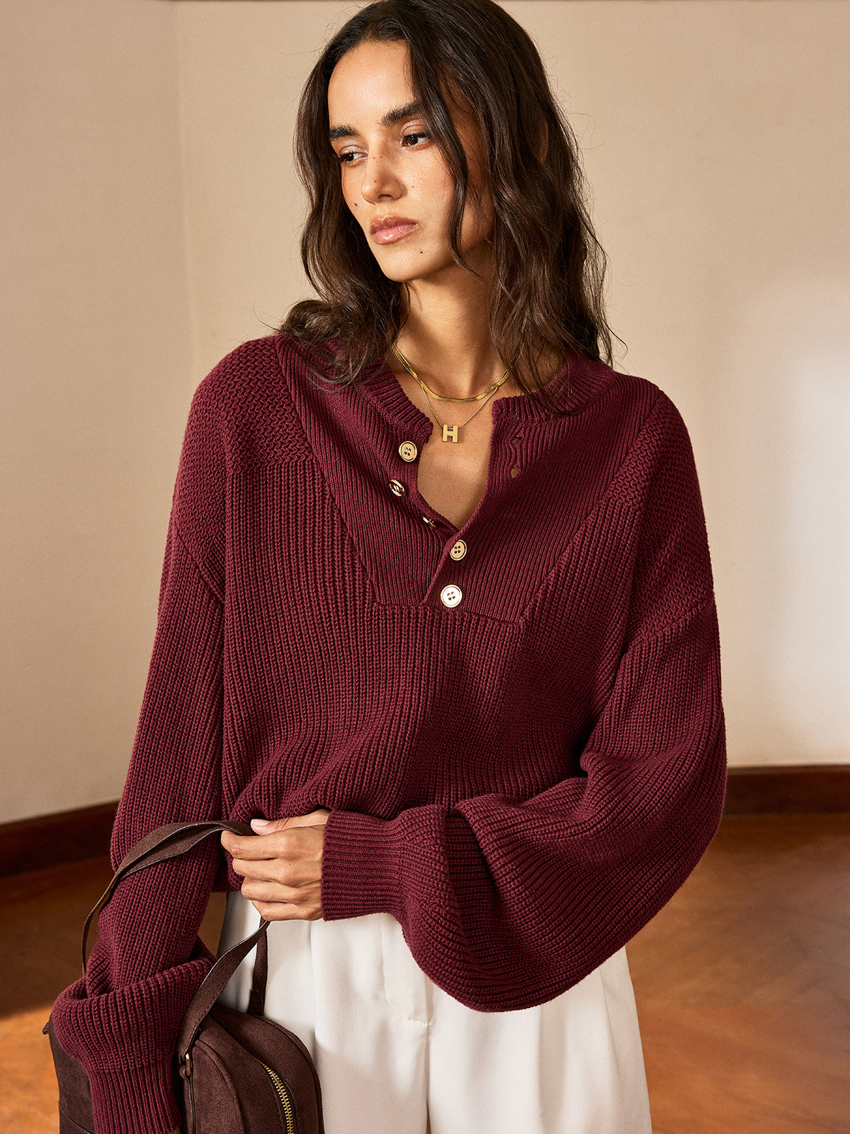 Stricktop mit Metallknöpfen