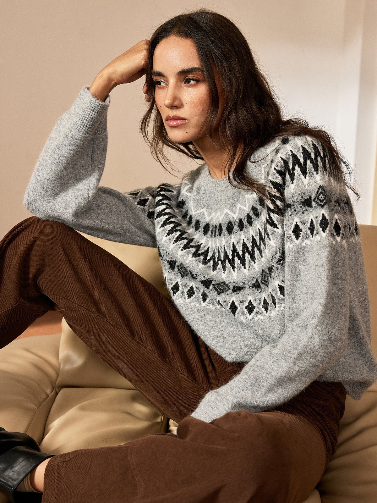 Fair-Isle-Pullover mit Rundhalsausschnitt