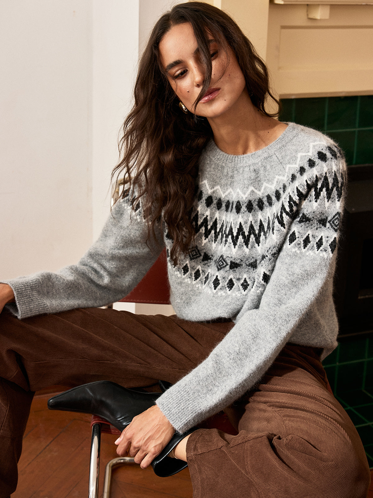 Fair-Isle-Pullover mit Rundhalsausschnitt