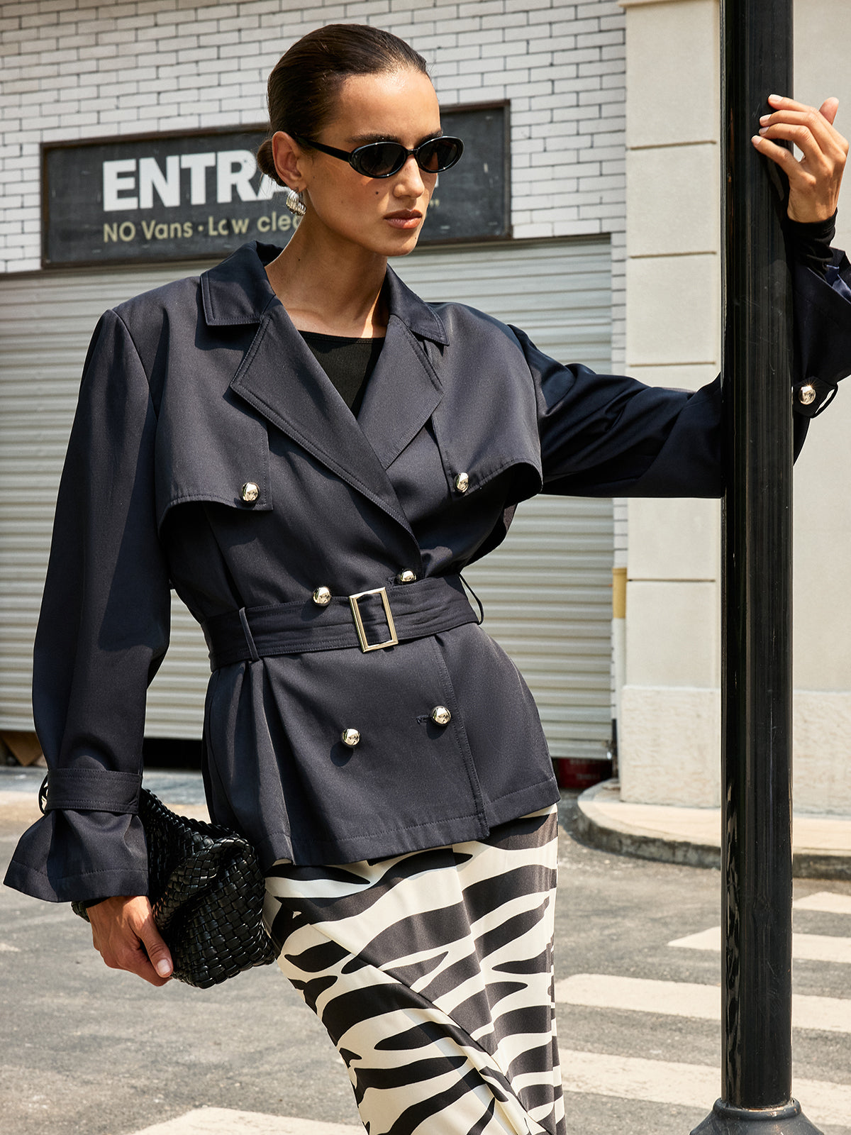 Trench-coat croisé ceinturé