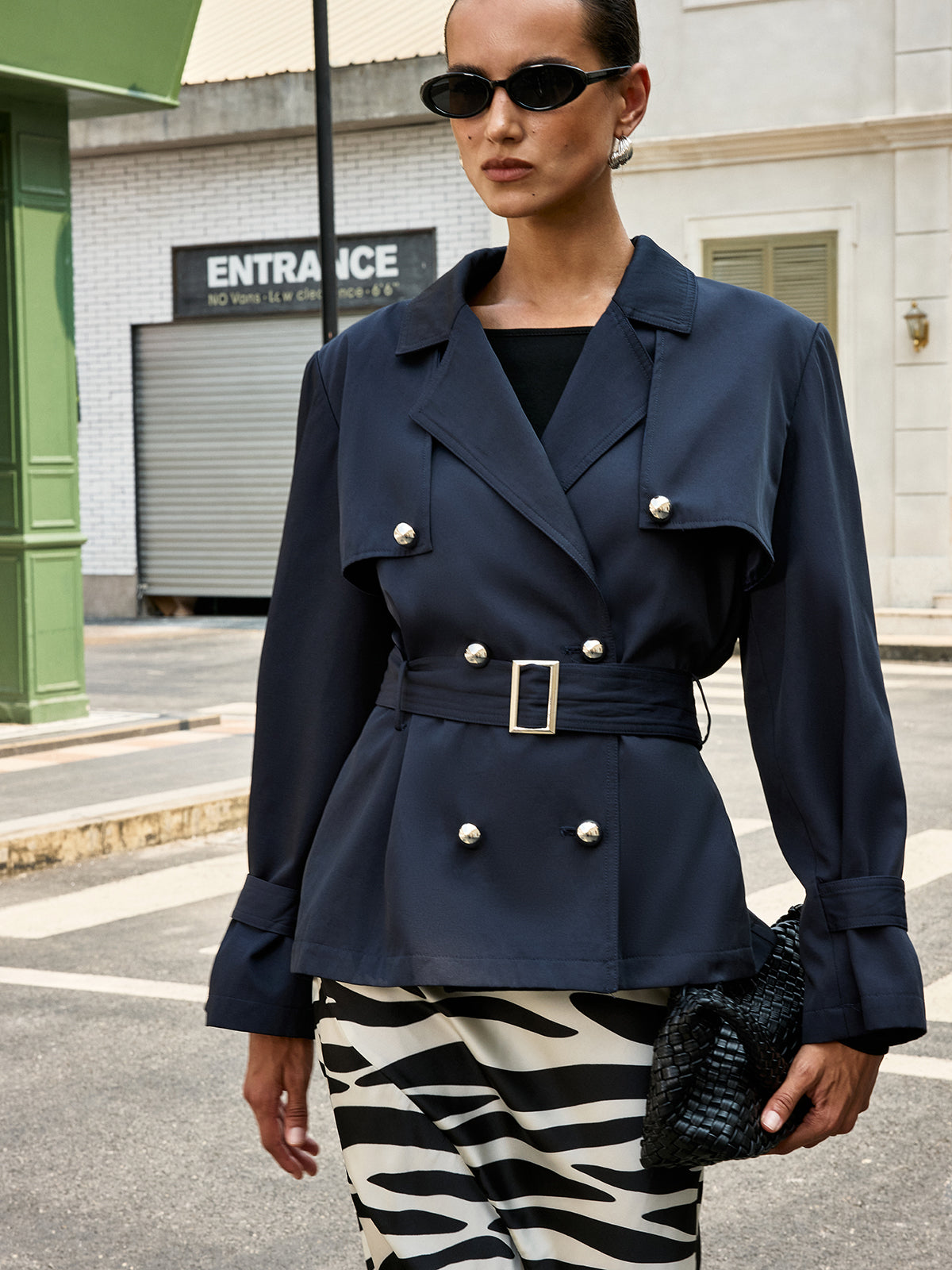 Trench-coat croisé ceinturé