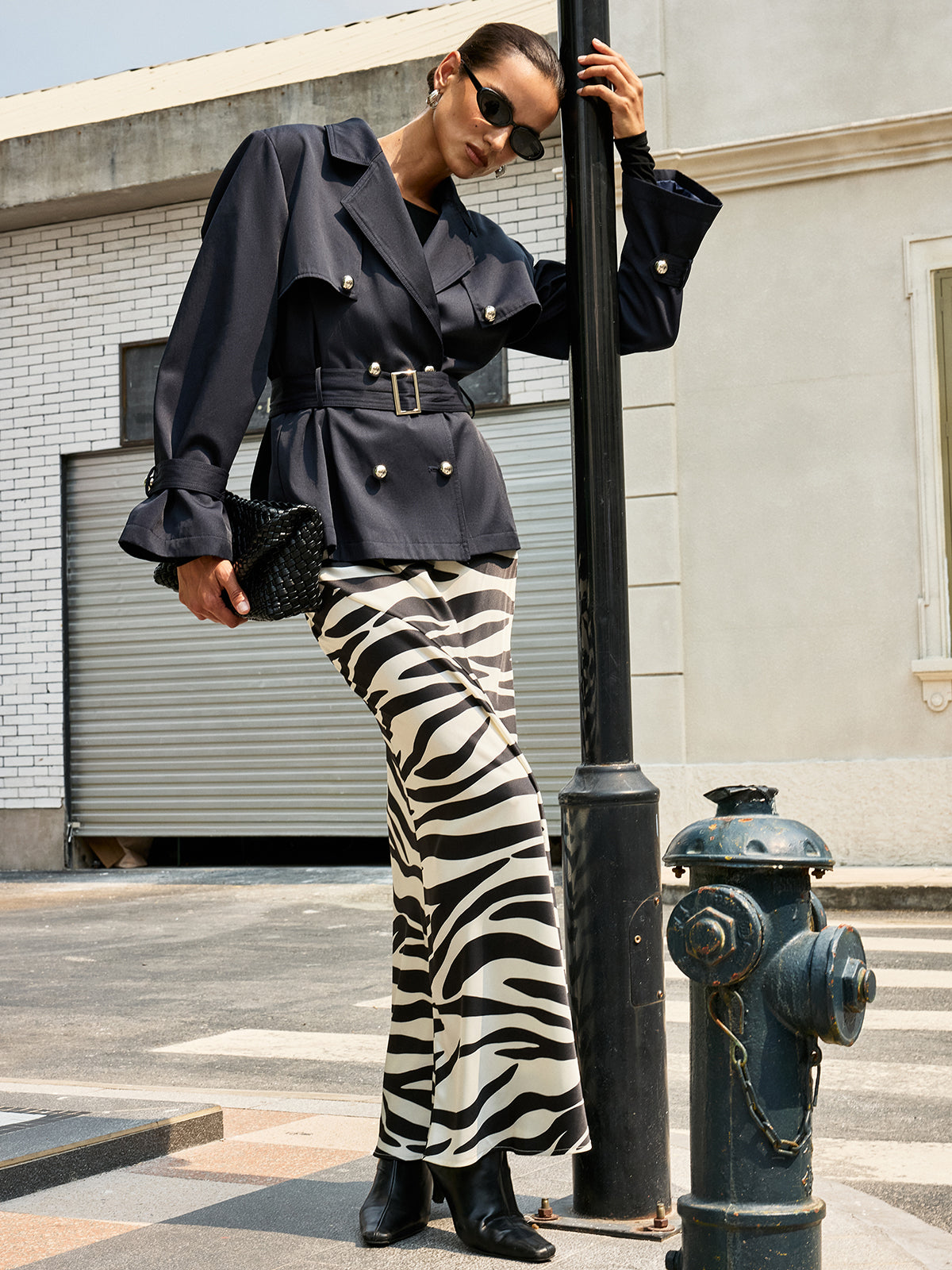 Trench-coat croisé ceinturé