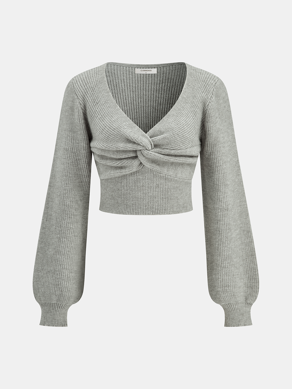 Twist Front Long Sleeve Cropped Knit Top