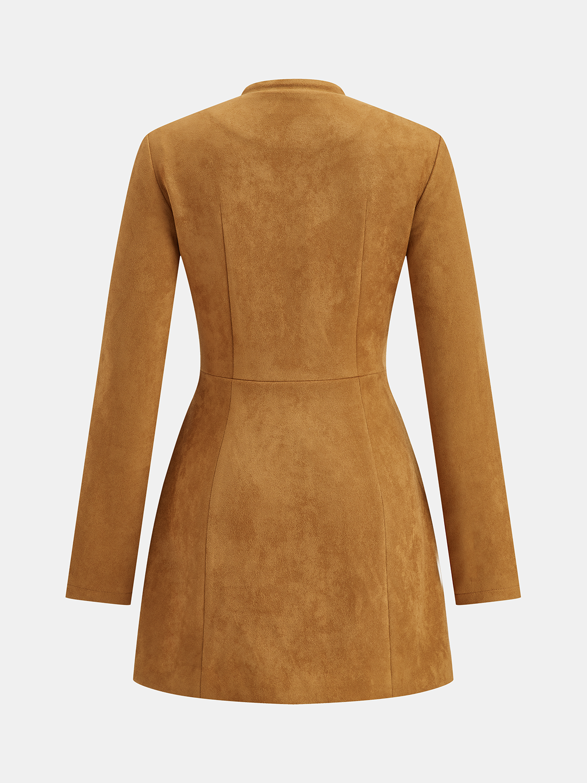 Mini-robe effet daim, encolure à goutte et boutons métalliques