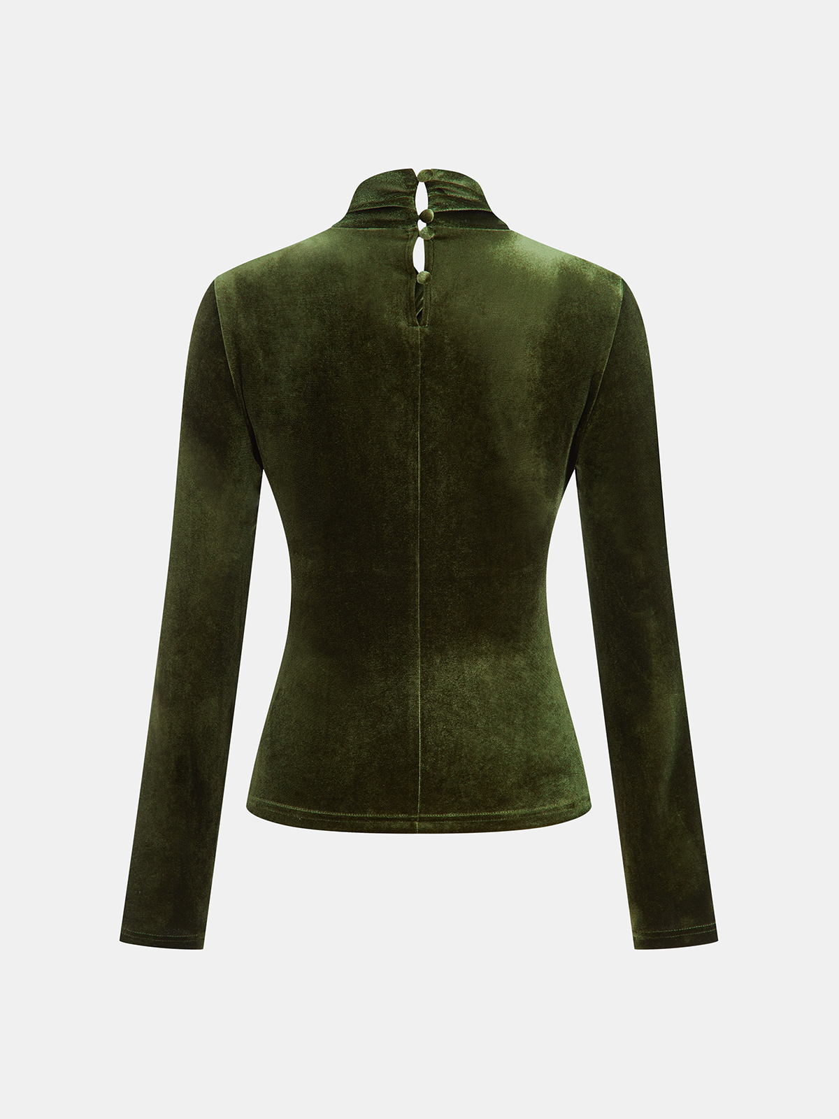 Samtige Bluse mit Twist-Front, Cut-Out und langen Ärmeln