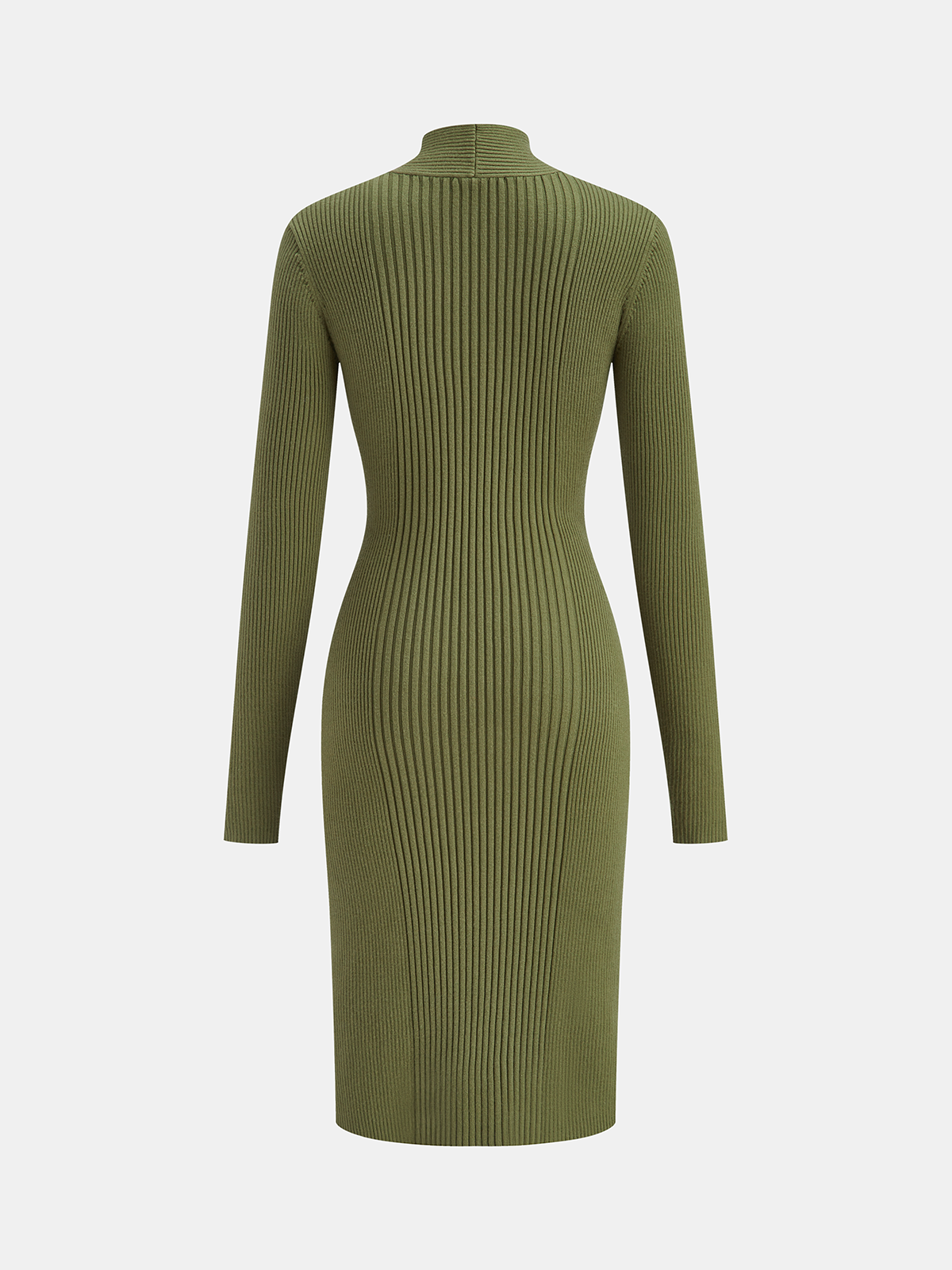 Robe mi-longue en maille fendue avec découpe torsadée au col