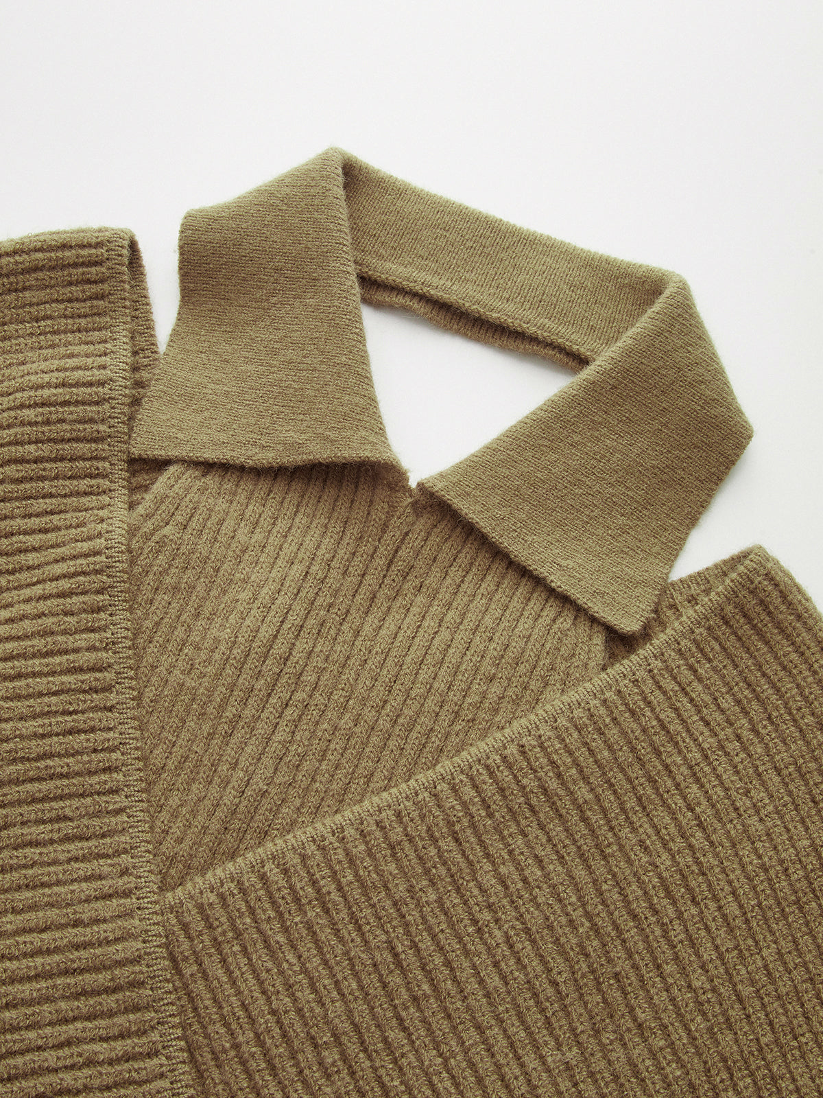 Collared Cut-Out Cross-Front Sweater