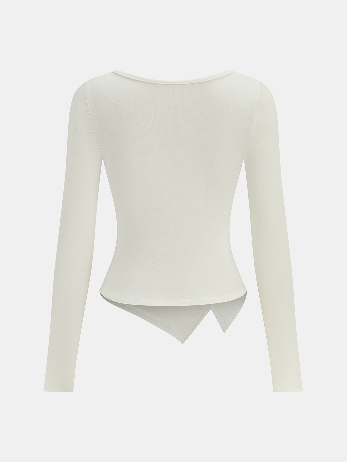 T-shirt à manches longues froncé à ourlet asymétrique