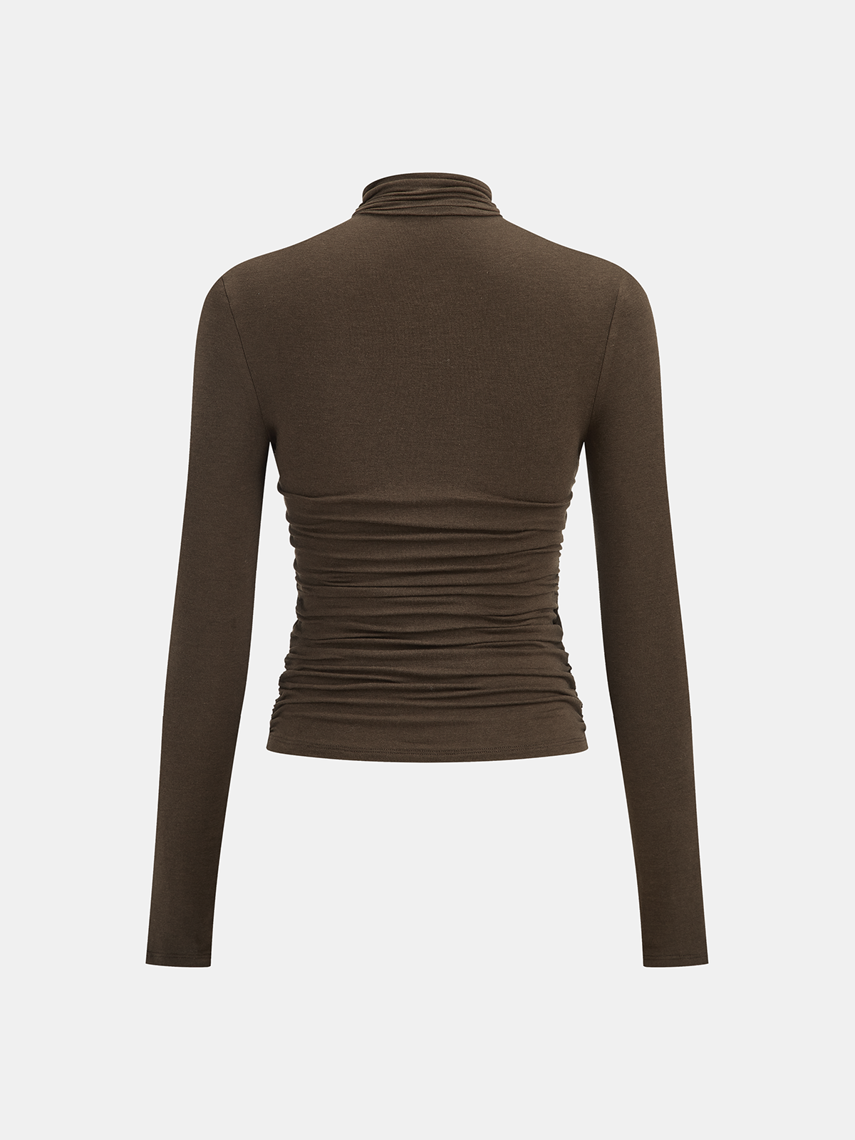 Ruched Cross-Front Long-Sleeve Blouse