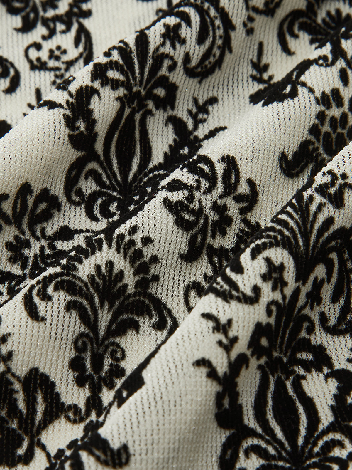 Damask Print Mock Neck T-Shirt