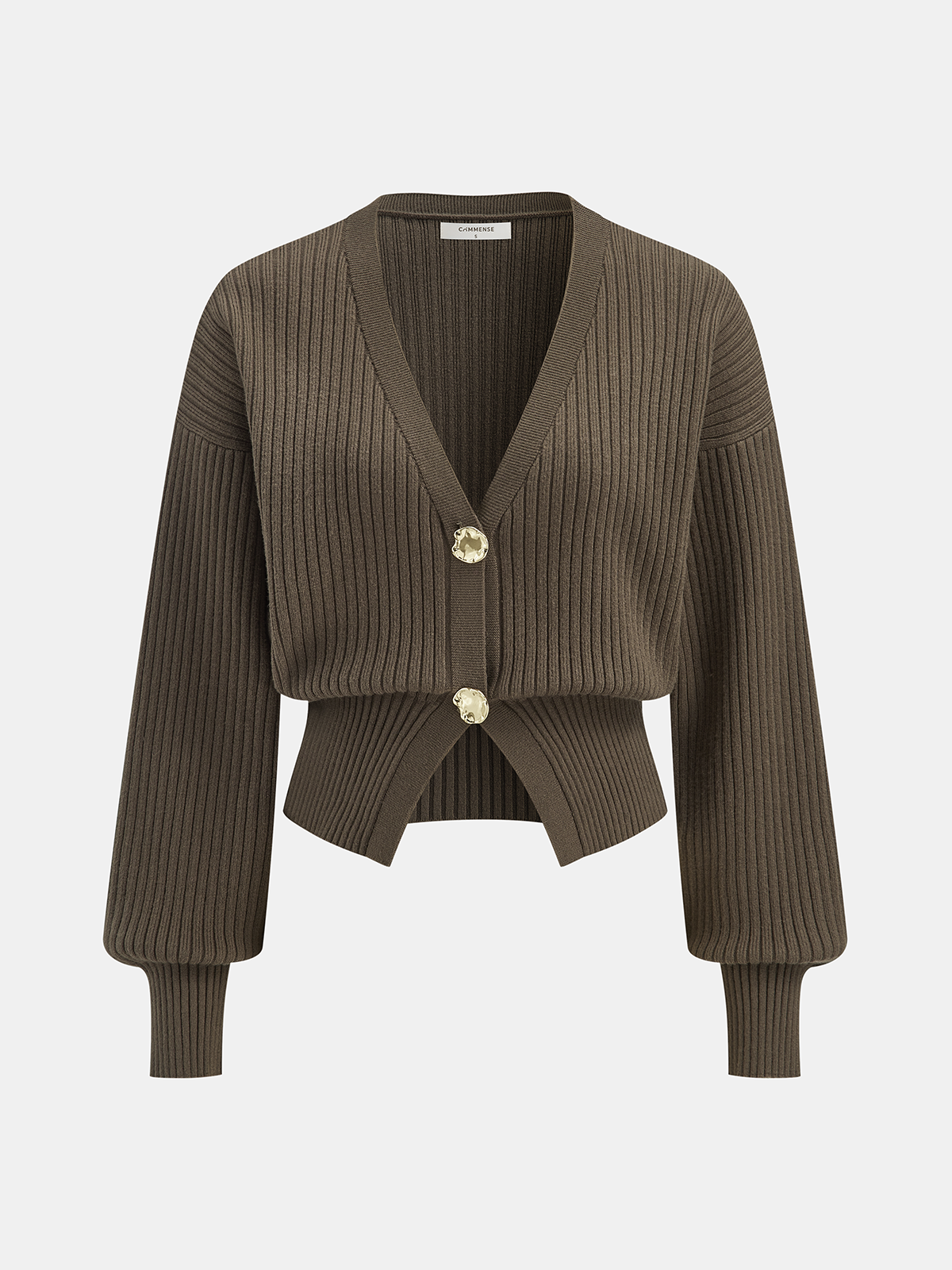 Cardigan côtelé à boutons métalliques