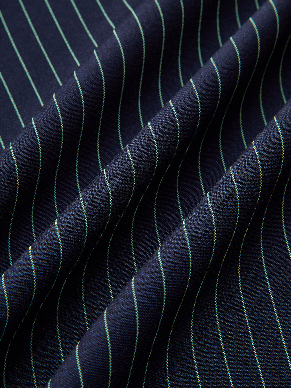 Lace Trim Pinstripe Flared Dress with Tie Neck