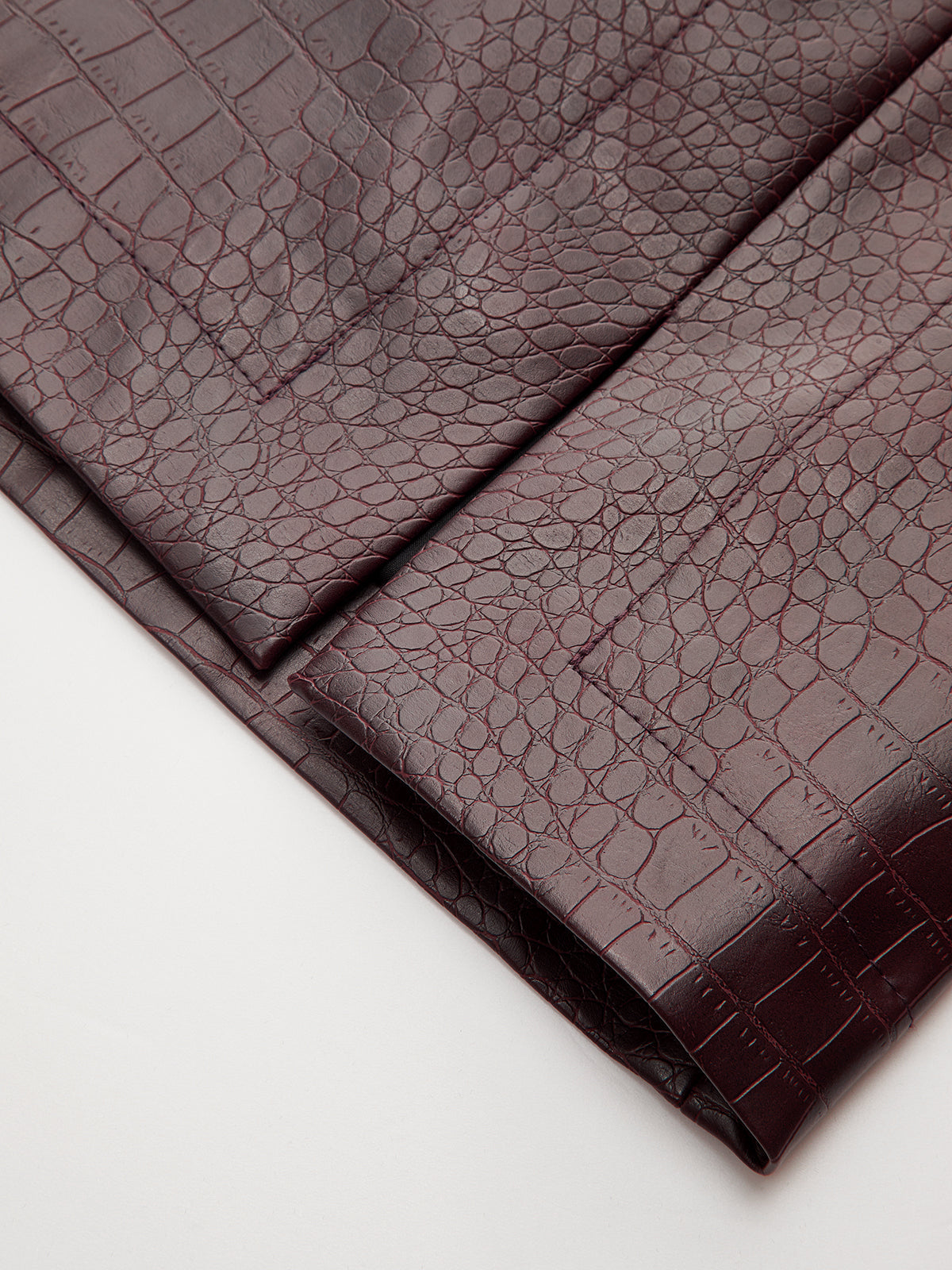 Crocodile Embossed Faux Leather Belted Mini Skirt