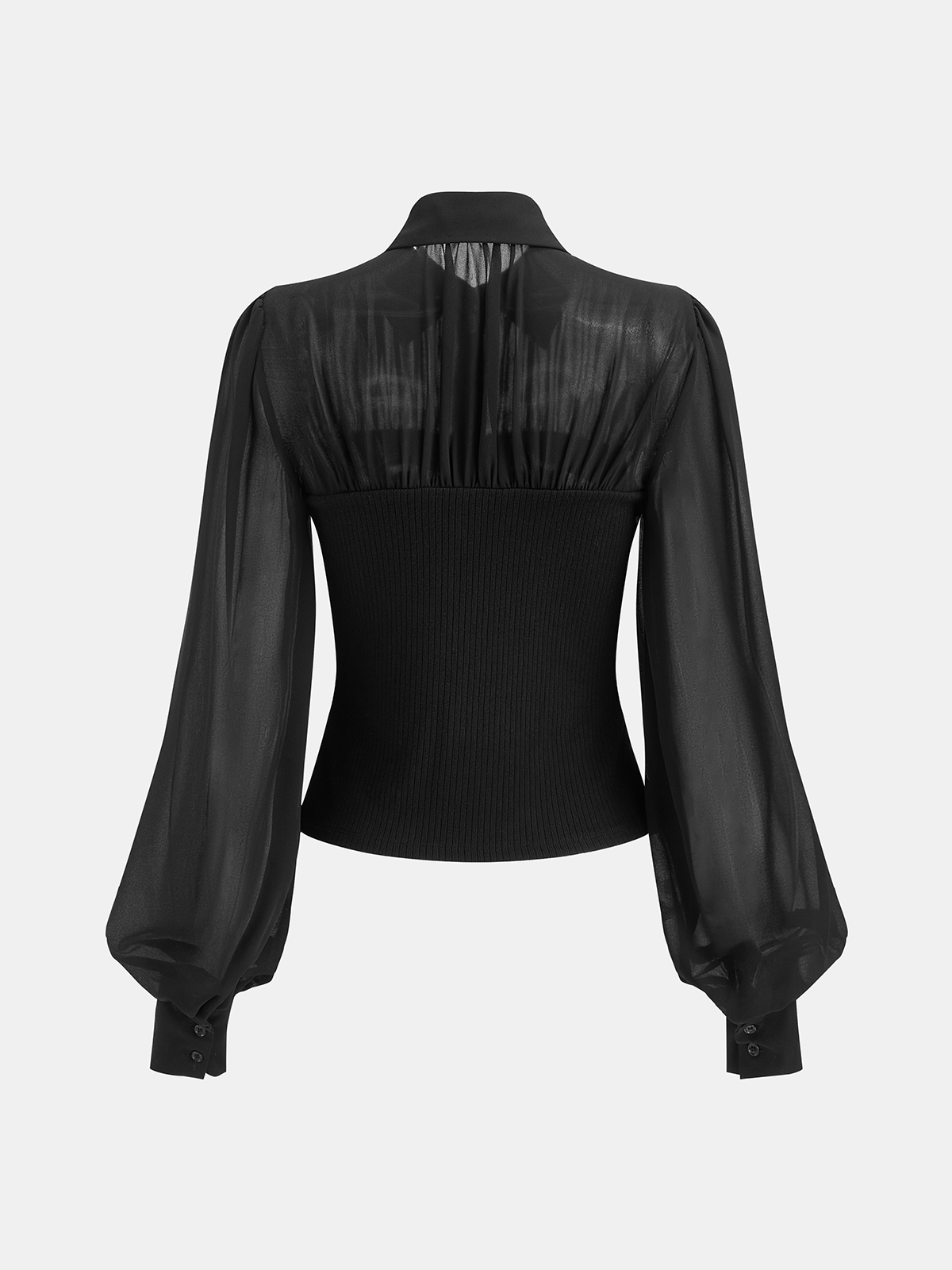Geripptes, halbtransparentes Langarmshirt