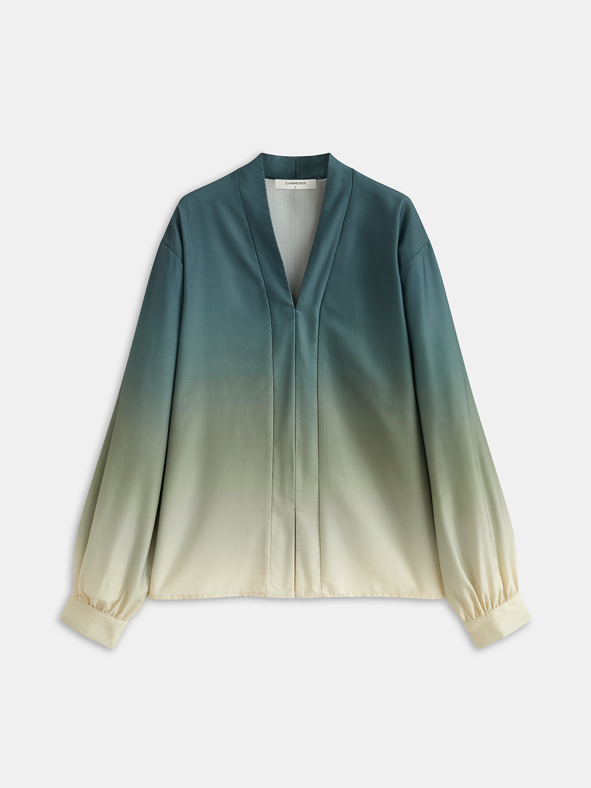 Ombre V-Neck Blouse and Casual Pants Set