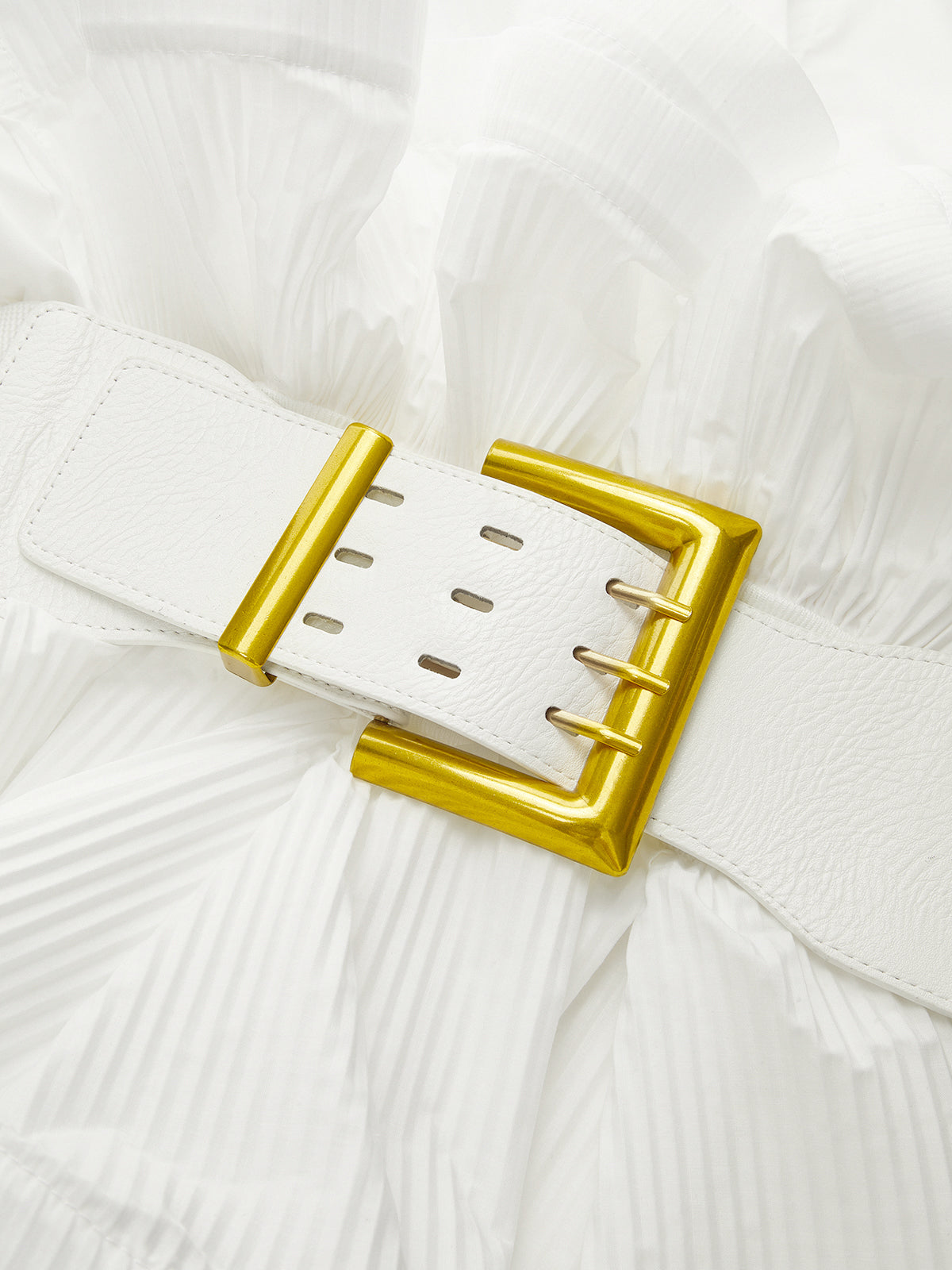 Stand Collar Belted Ruffled Shirt