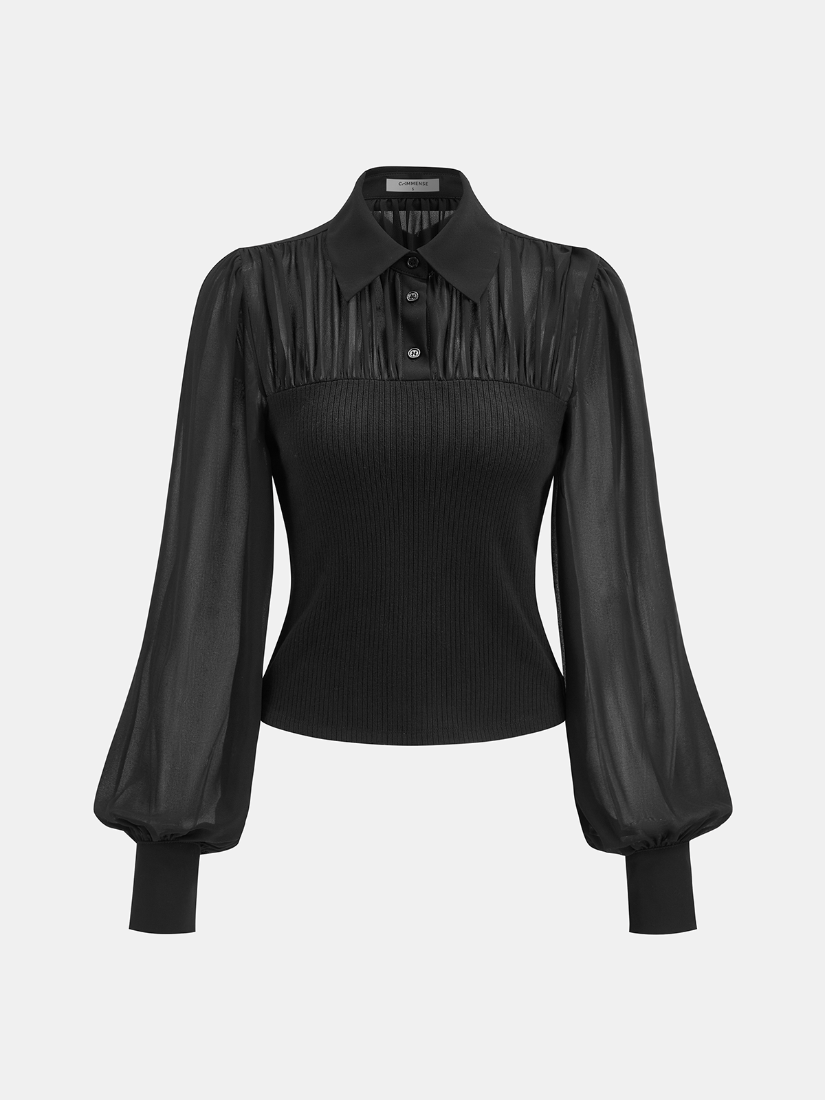 Geripptes, halbtransparentes Langarmshirt