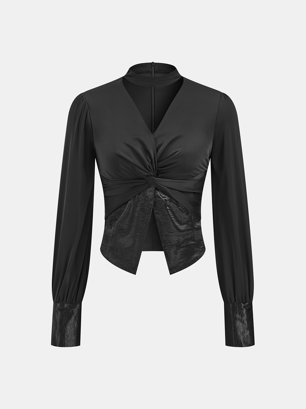 Satin Twisted Front Cropped Blouse