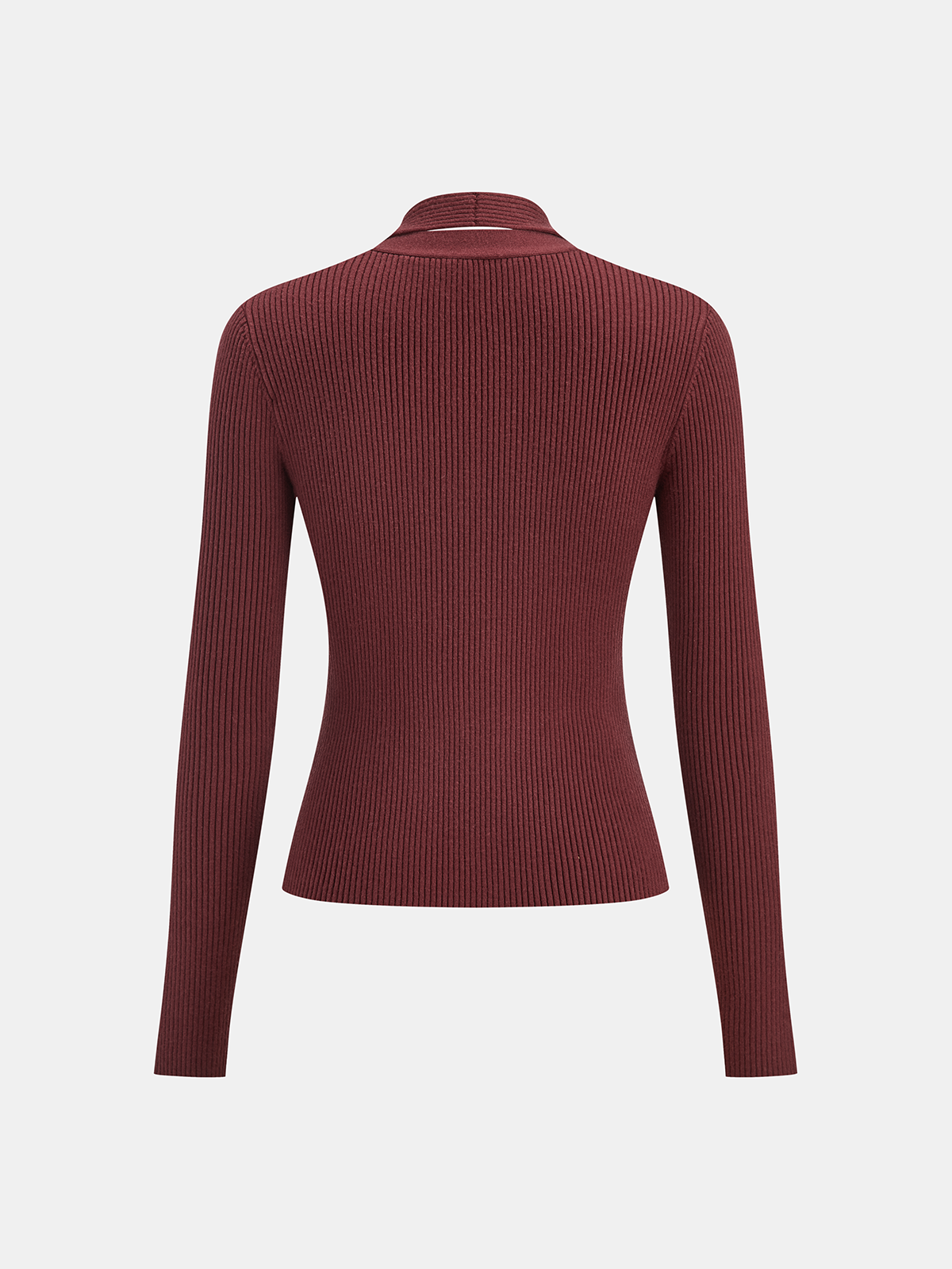 Halter Neck Button Front Ribbed Sweater