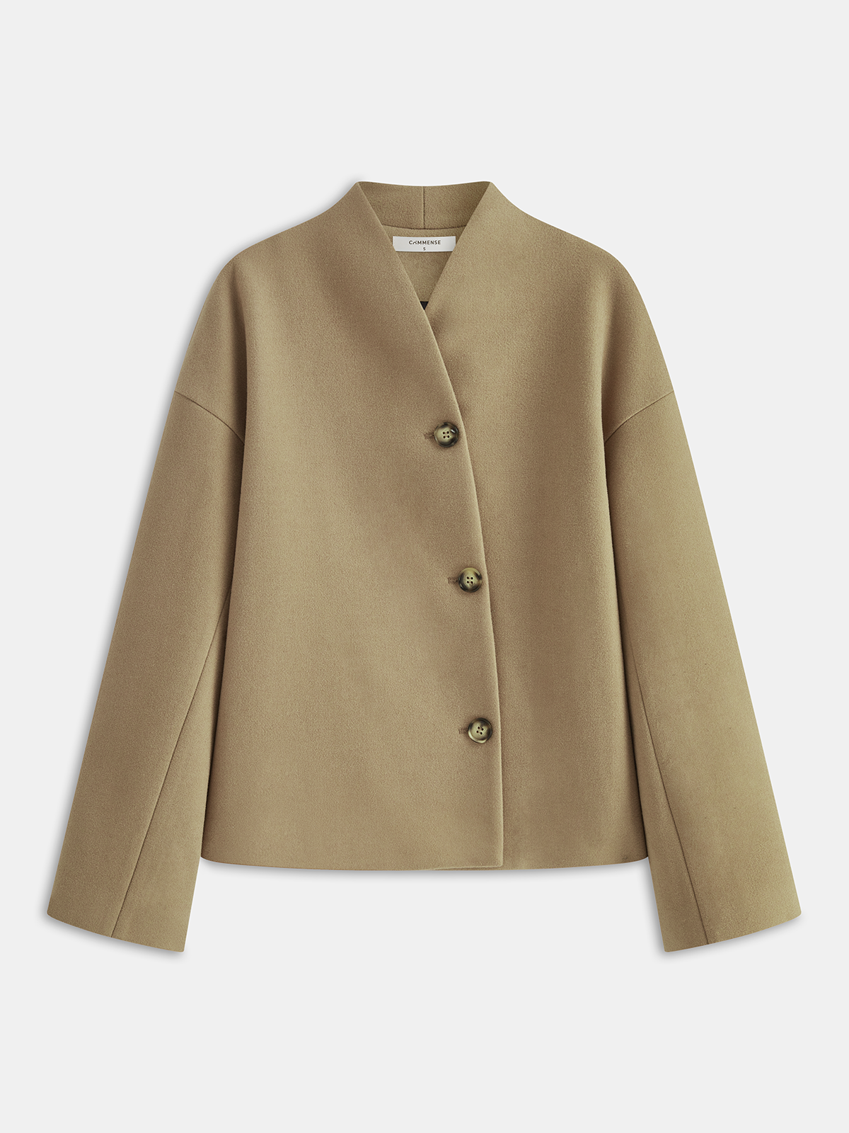 Manteau asymétrique à boutons en laine mélangée