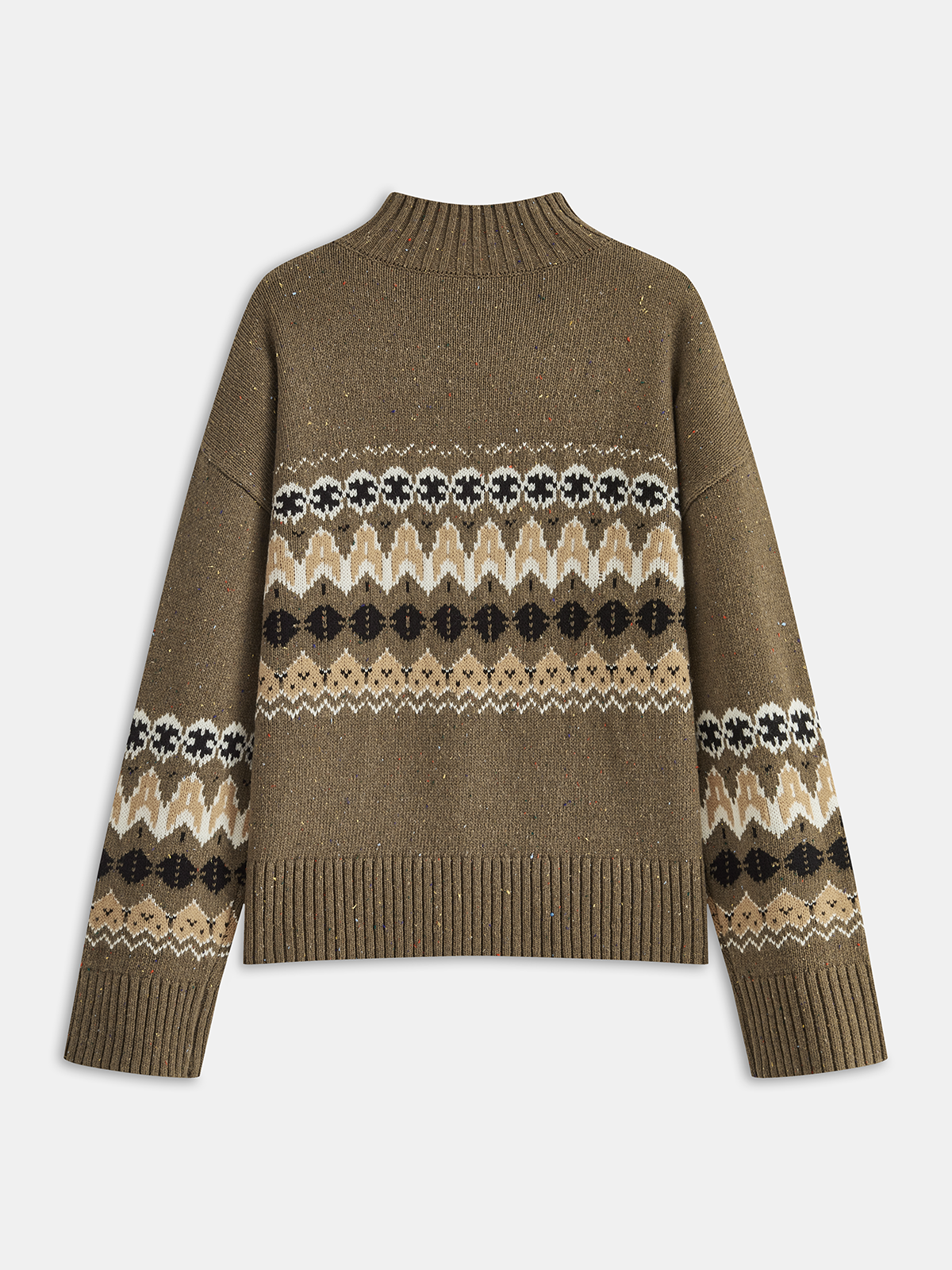 Wool Blend Fair Isle Pattern Sweater