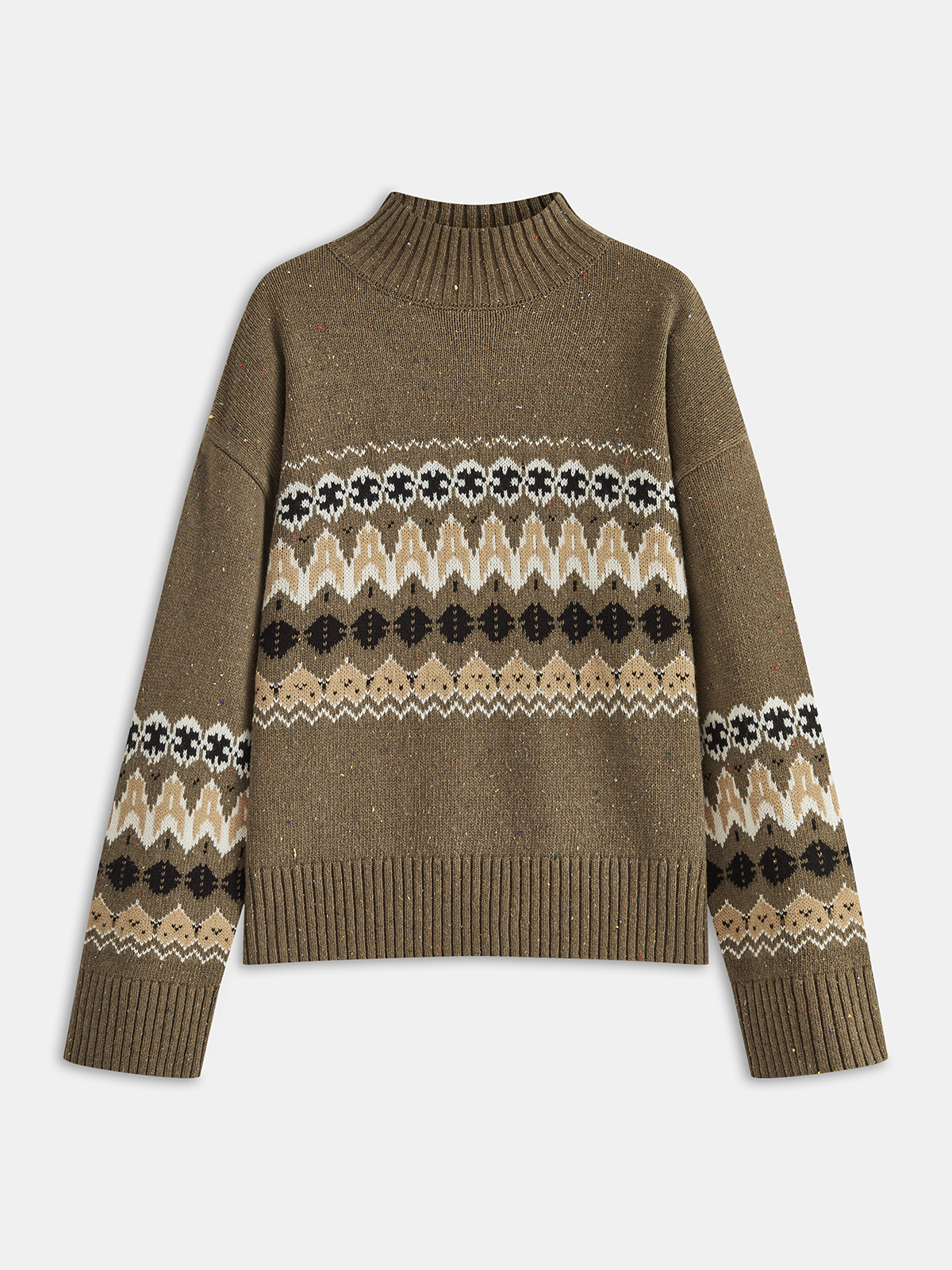 Pull en tricot jacquard Fair Isle, mélange de laine