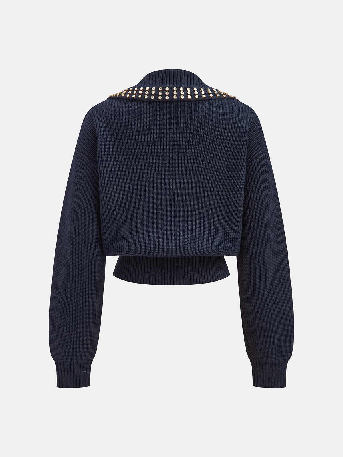 Pull en V en laine mélangée avec col clouté