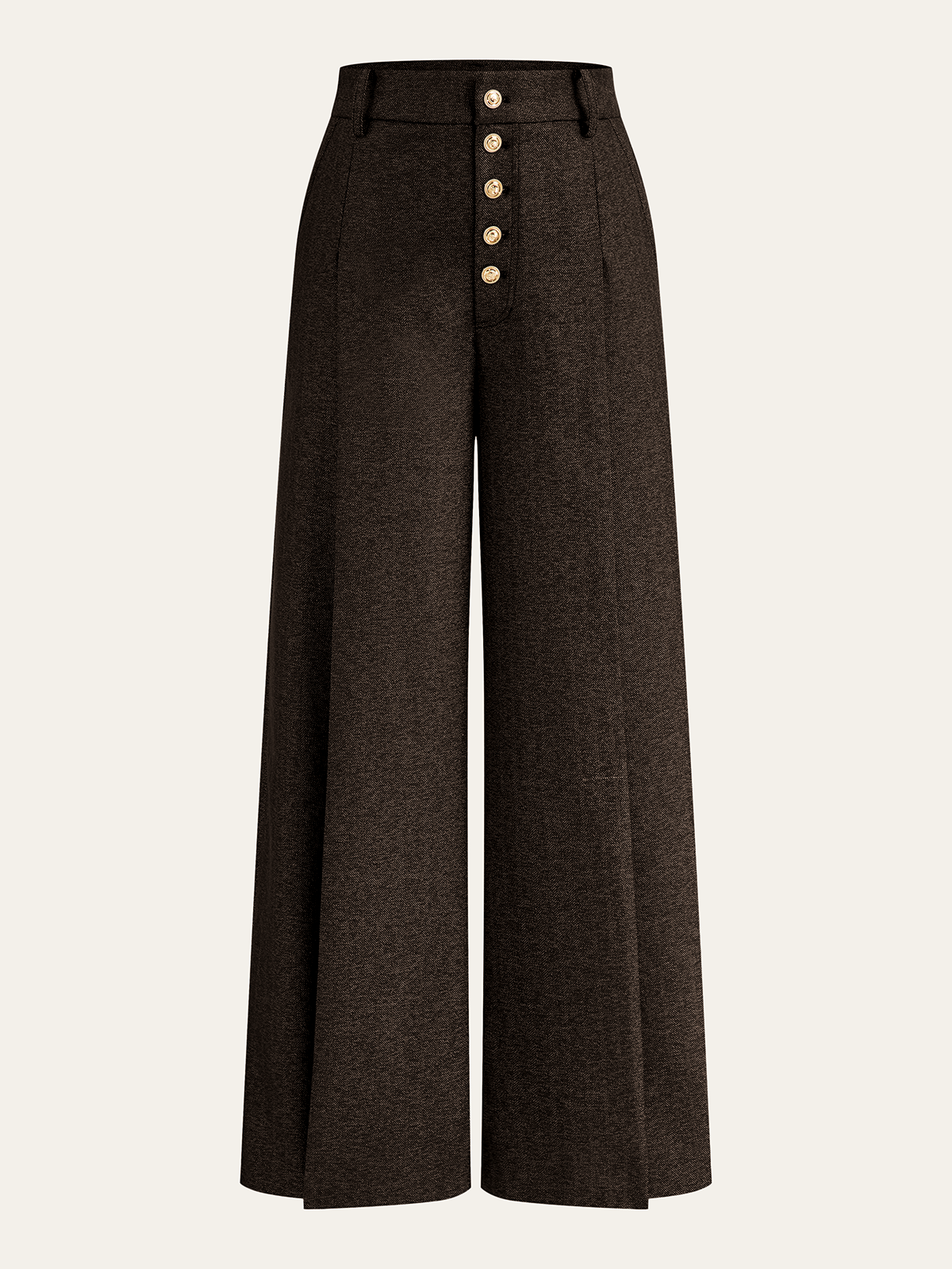 Pantalon large taille haute boutonné sur le devant
