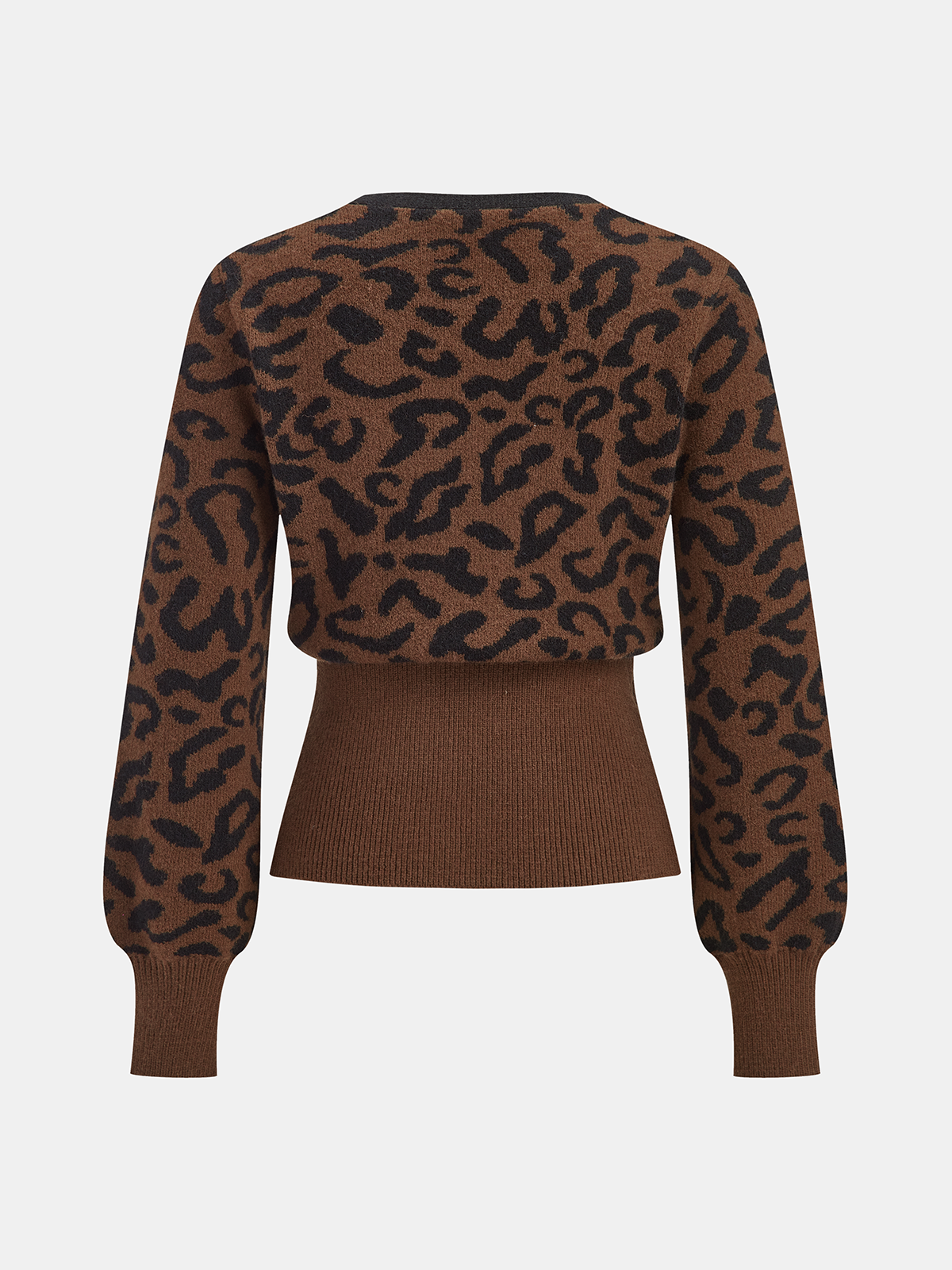 Metal Button Leopard Print Knit Top