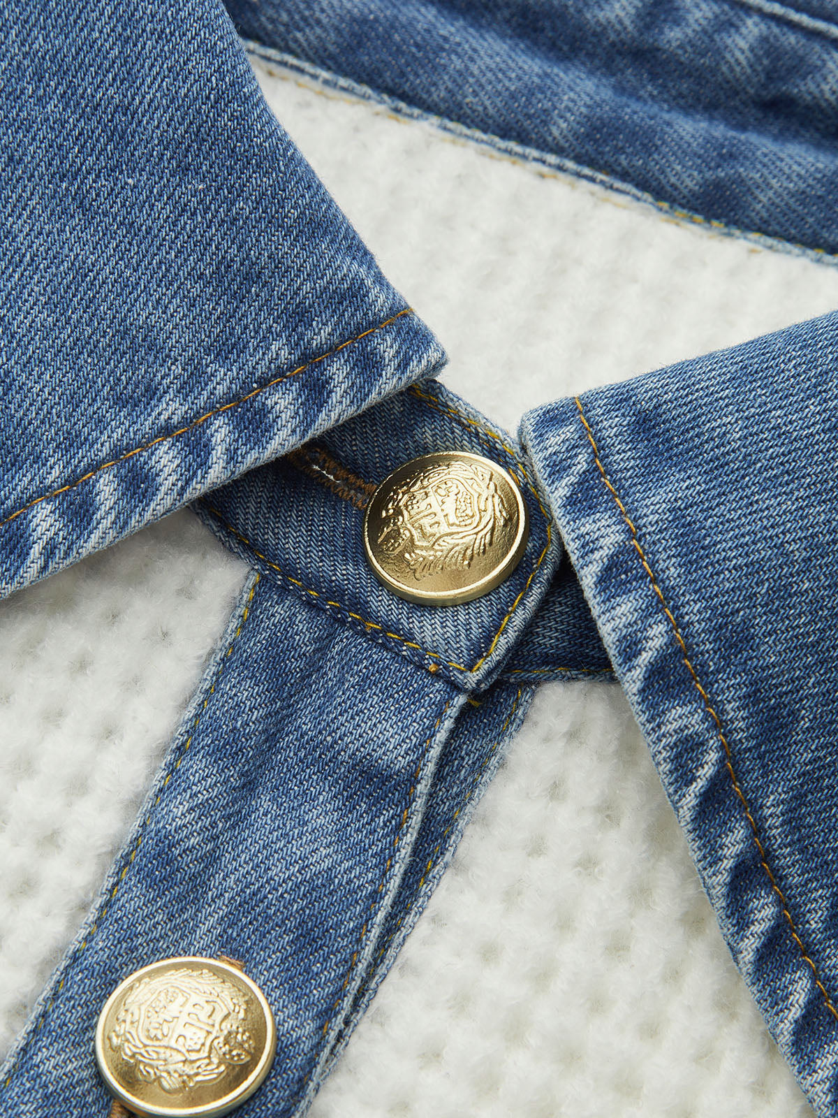 Denim Collar Striped Sweater