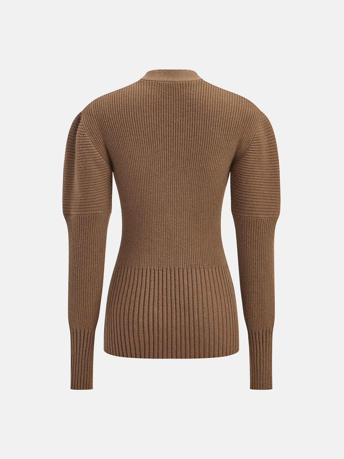 Puff Sleeve Ribbed V-Neck Cardigan