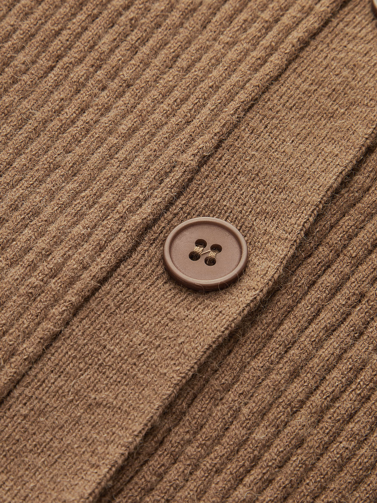 Puff Sleeve Ribbed V-Neck Cardigan