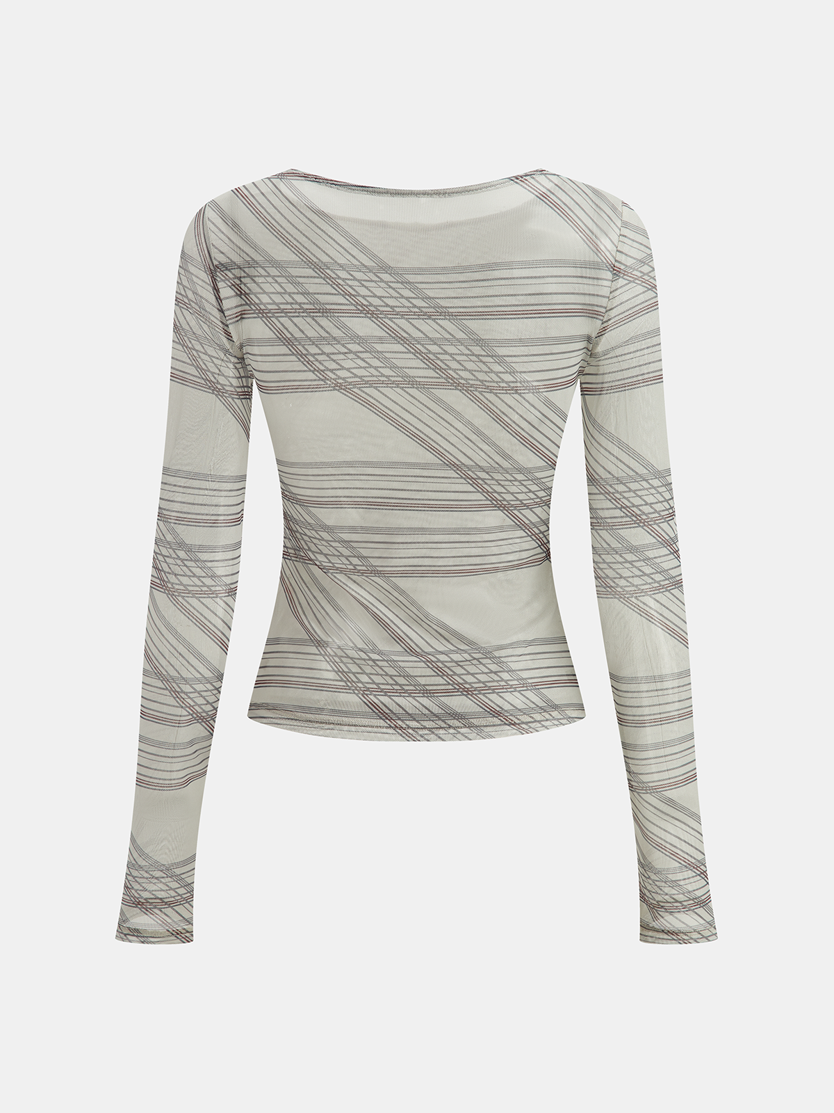 Striped Semi-Sheer Long Sleeve Blouse