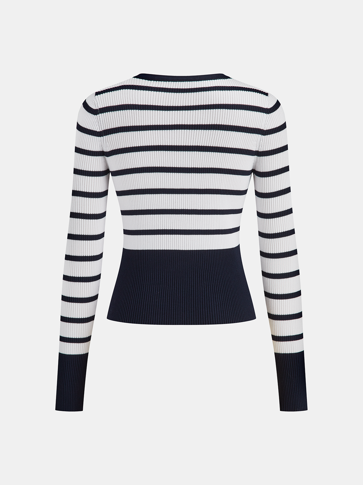 Striped Ribbed Knit Cardigan