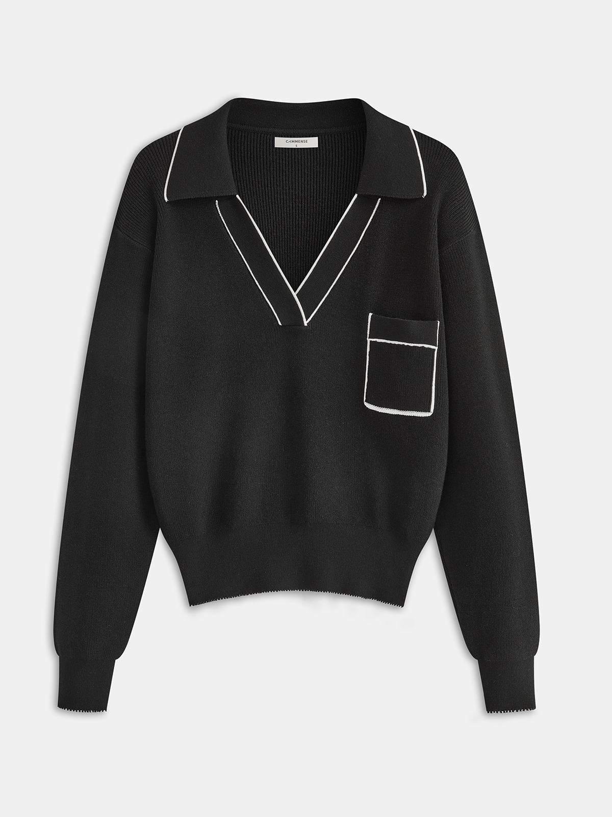 Polo-Stricktop mit Kontrastbesatz