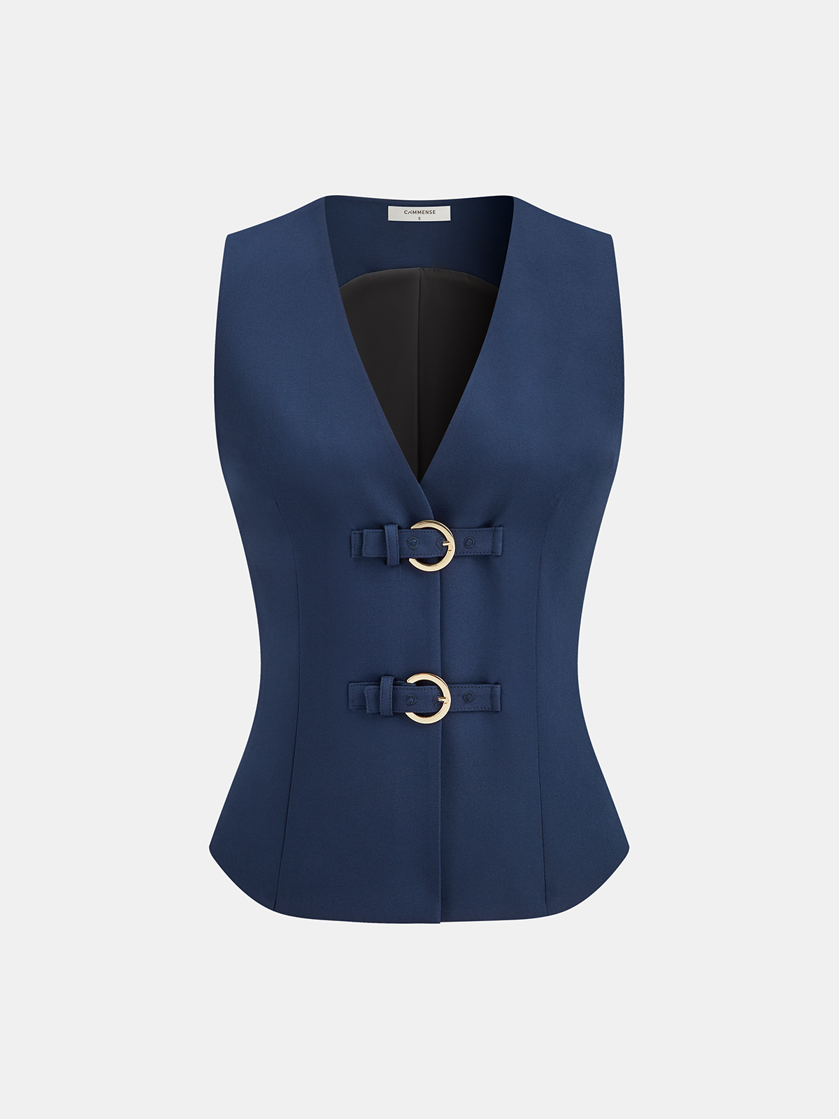 Buckle Detail Sleeveless V-Neck Vest