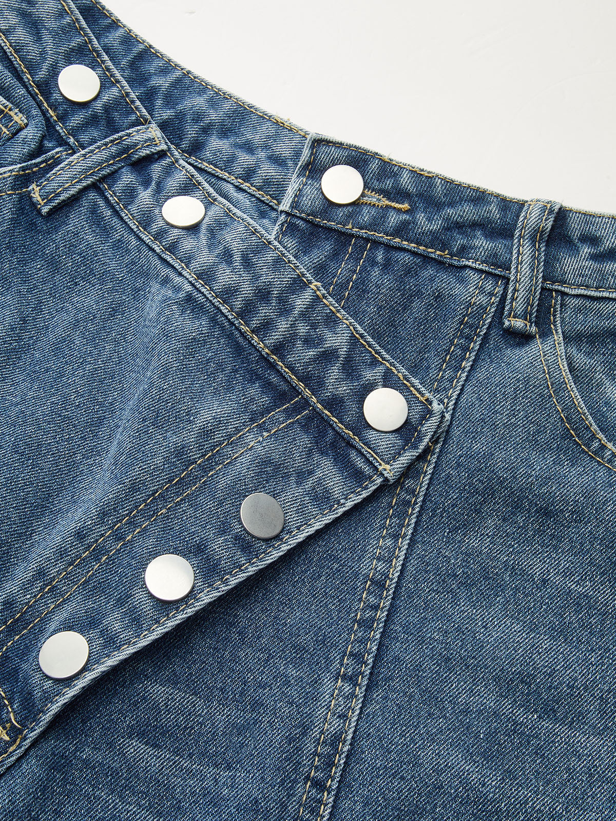 Denim Asymmetric Button Pants