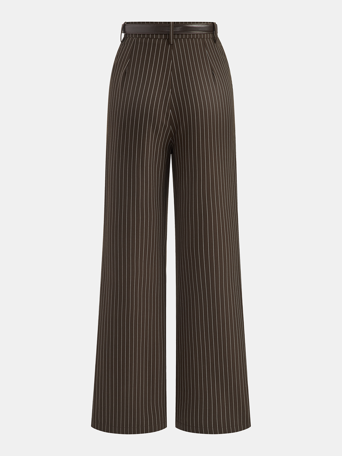 Pantalon rayé taille mi-haute avec ceinture