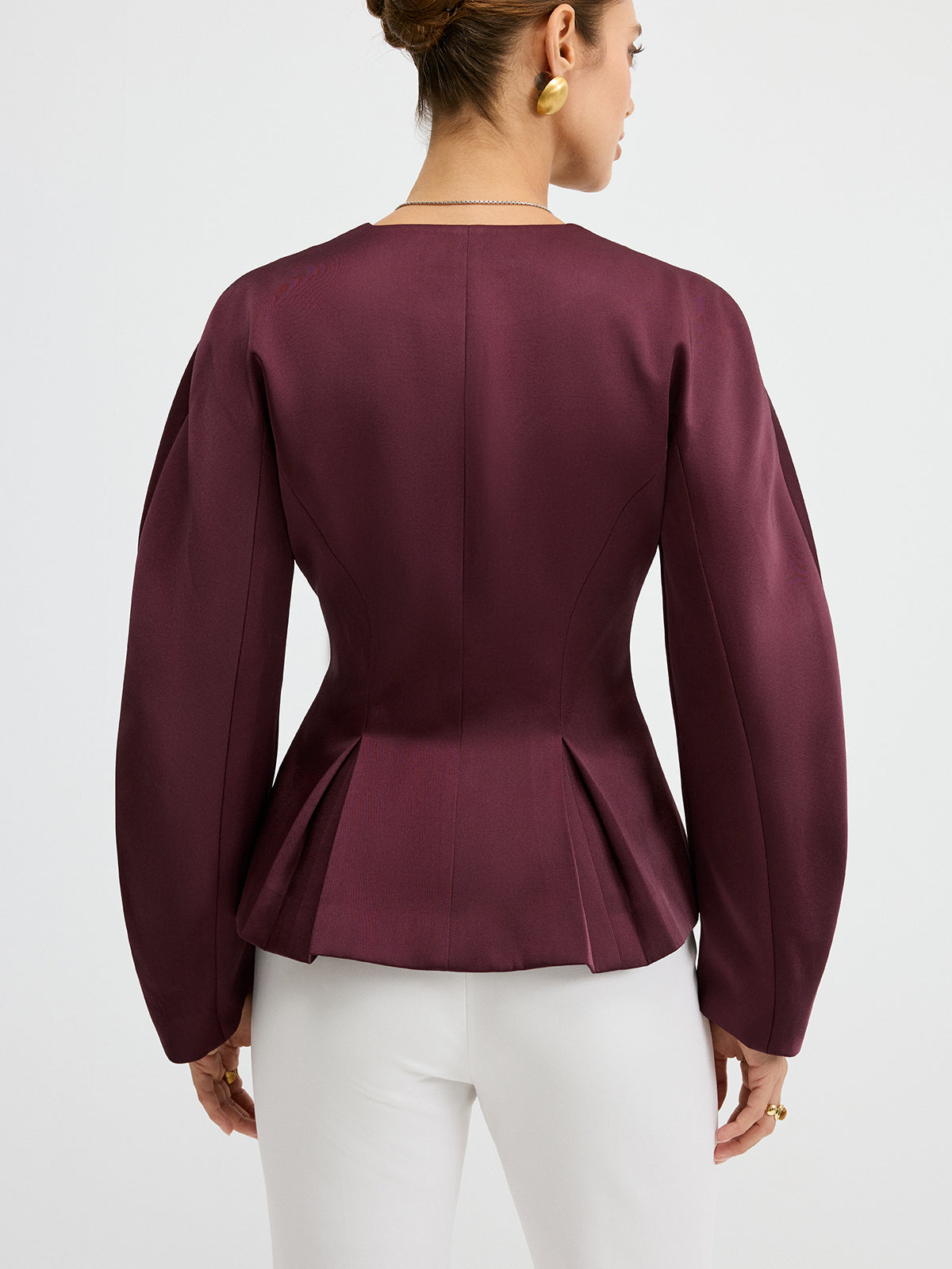 Blazer mit Metallknöpfen, Puffärmeln und Schößchen